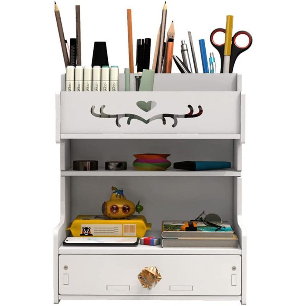 zggzerg Regal-Schreibtisch Weißer Schreibtisch-Organizer mit Schublade, DIY günstig online kaufen
