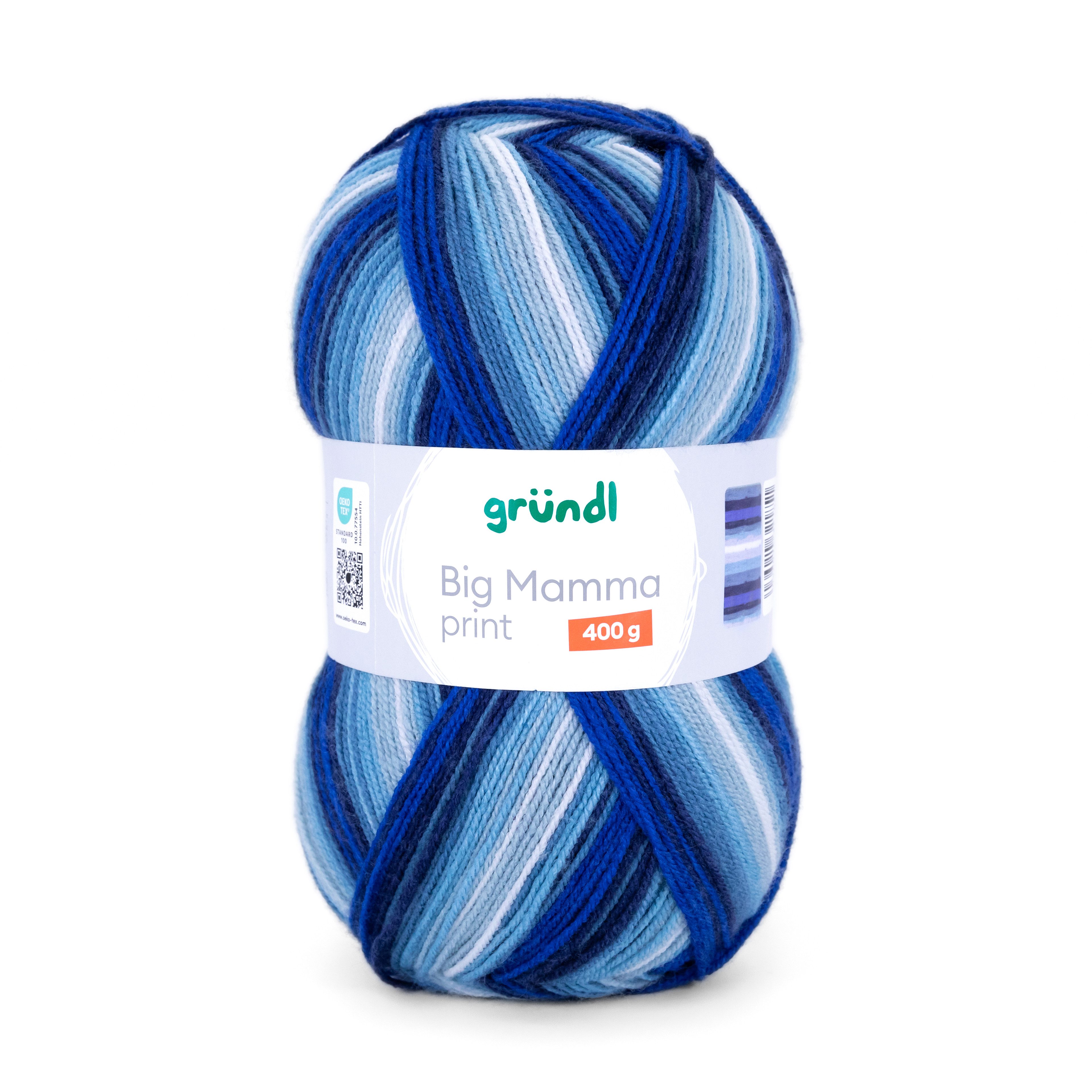 Gründl Wolle 400g Big Mamma Print Großknäuel Strickgarn Häkelwolle, 1040,00 m (Wolle zum Stricken und Häkeln, Strickwolle Handarbeitsgarn, Handstrickgarn), Wolle ohne Schurwolle