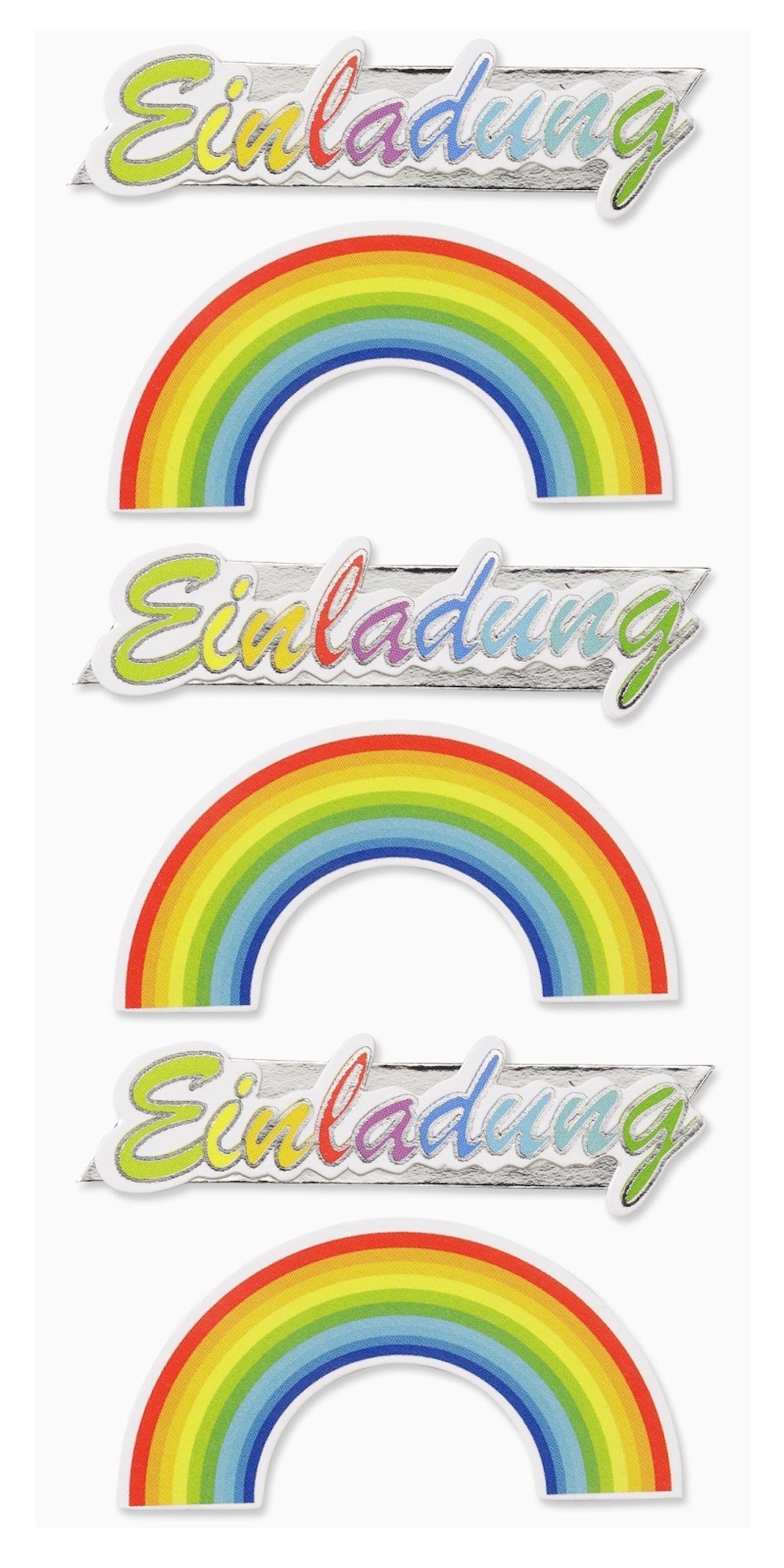 HobbyFun Aufkleber Creapop 3D Sticker, Einladung Regenbogen, 6 Stück
