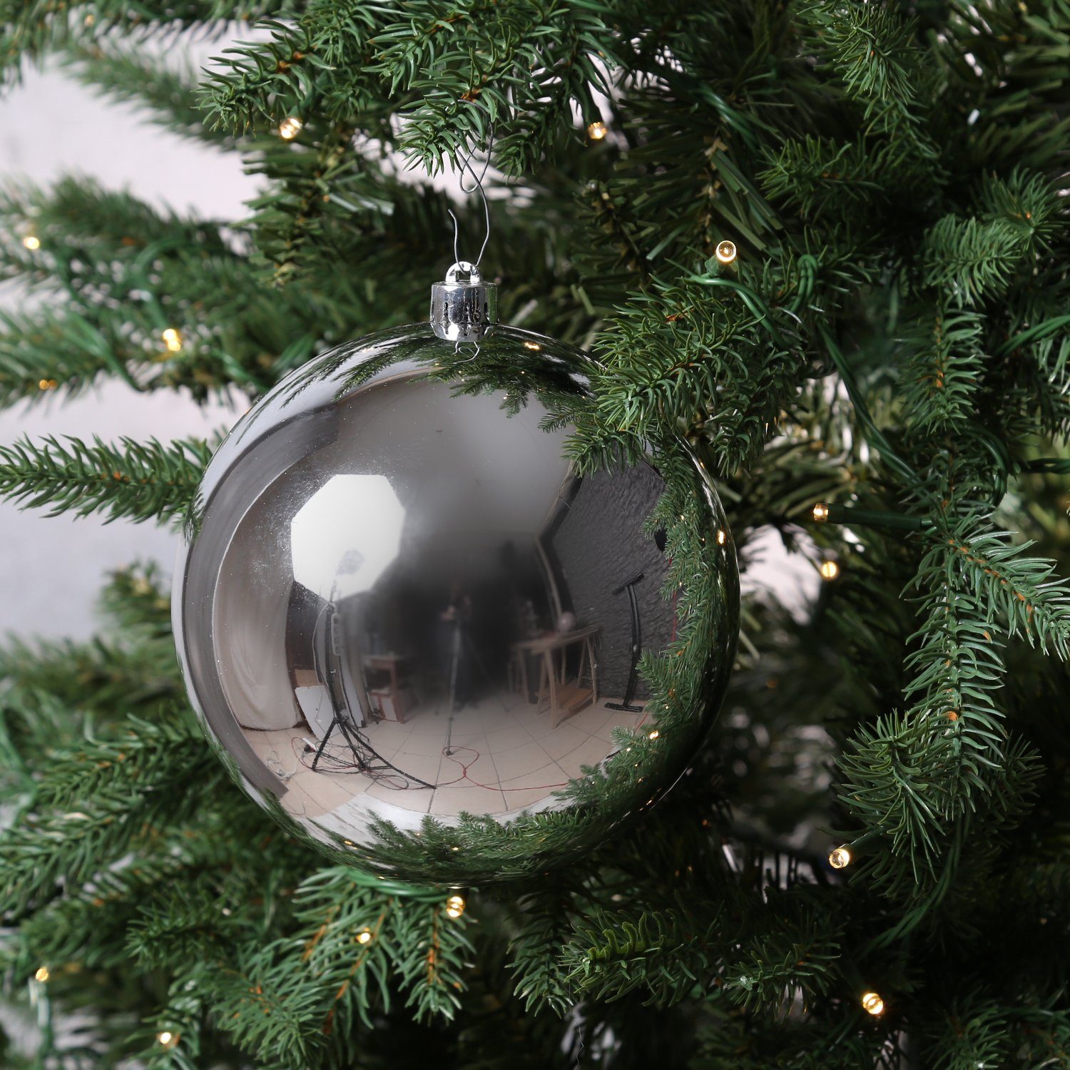Außen silber bruchfest Christbaumkugel Weihnachtskugel Weihnachtsbaumkugel glänzend 14cm MARELIDA (1 St)