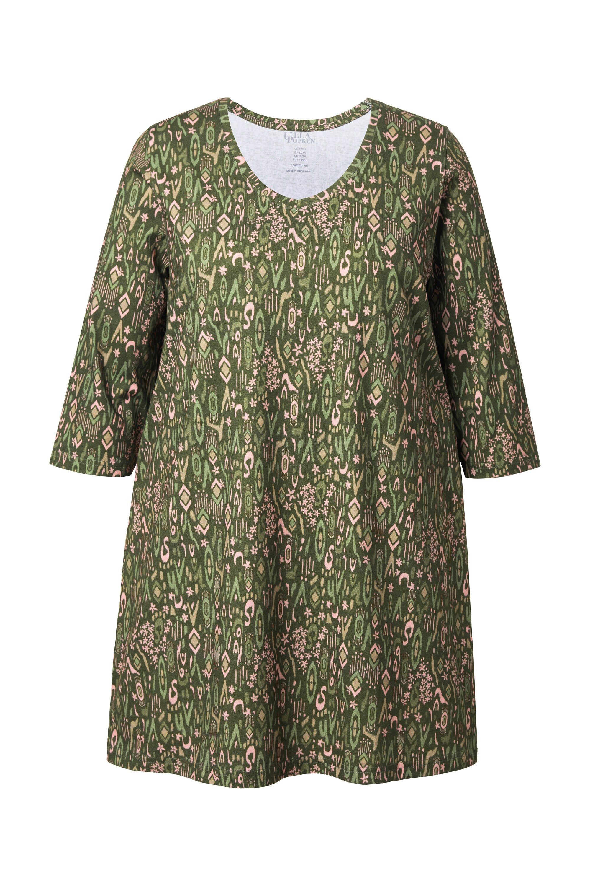 Ulla Popken Longshirt Longshirt A-Linie V-Ausschnitt günstig online kaufen
