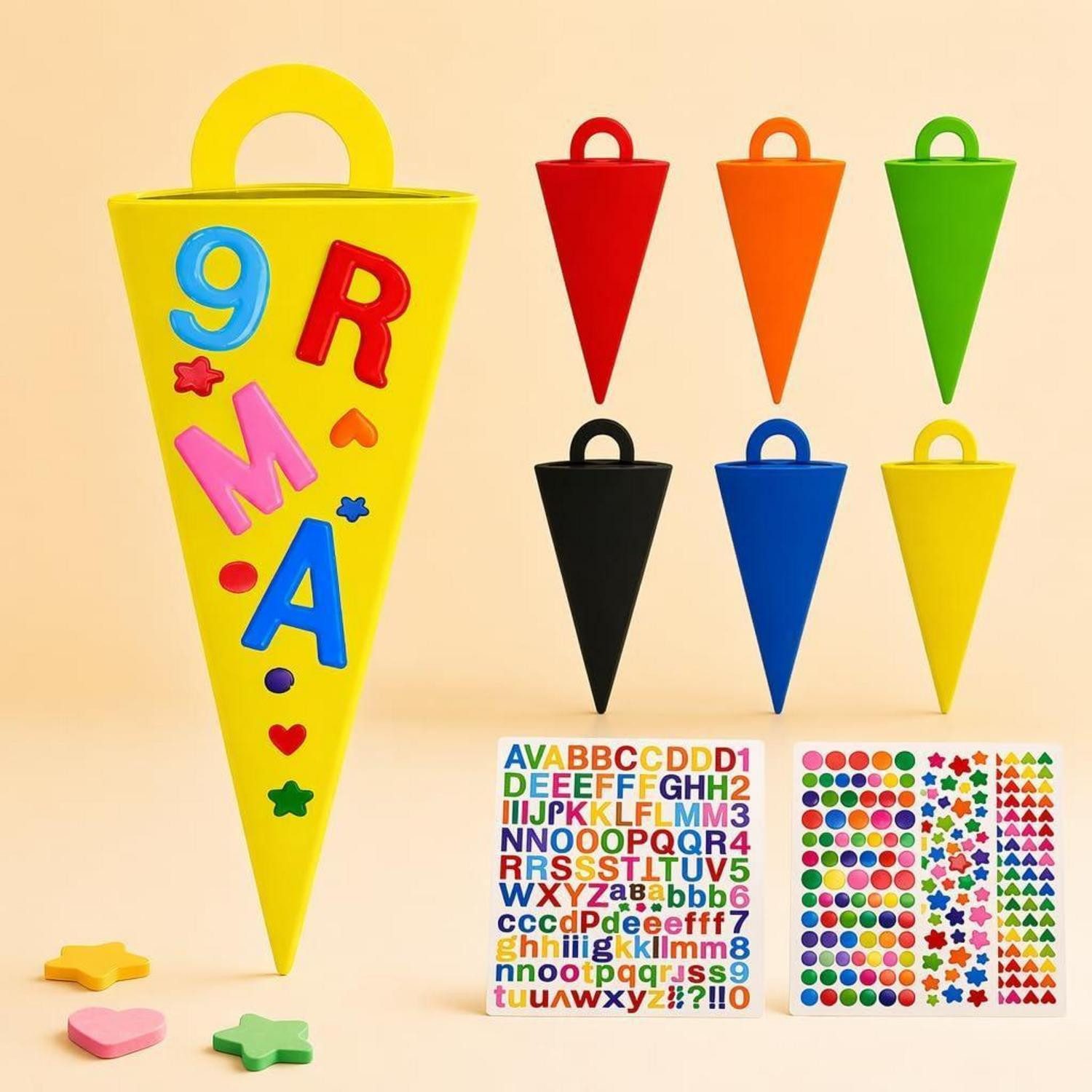 LuxusKollektion Kreativset Schultüten Bastelset Mini 24tlg 14cm 6 Farben mit Aufklebern