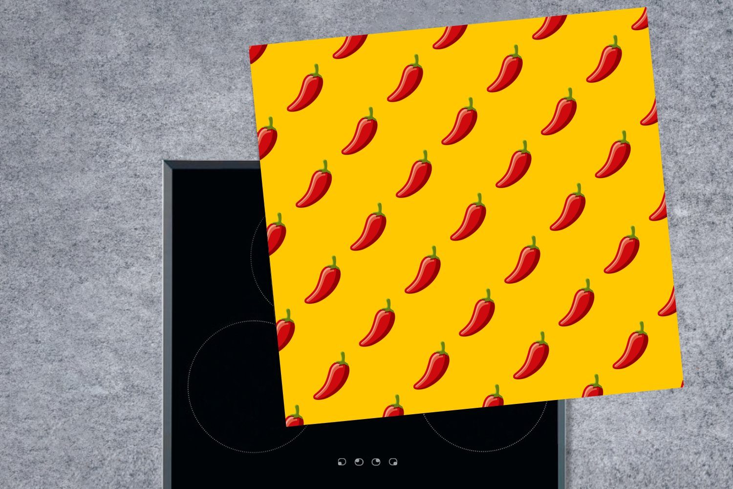 MuchoWow Herdblende-/Abdeckplatte Muster cm, Paprikaschoten, tlg), von Vinyl, küche Ceranfeldabdeckung, (1 78x78 für scharfen Arbeitsplatte