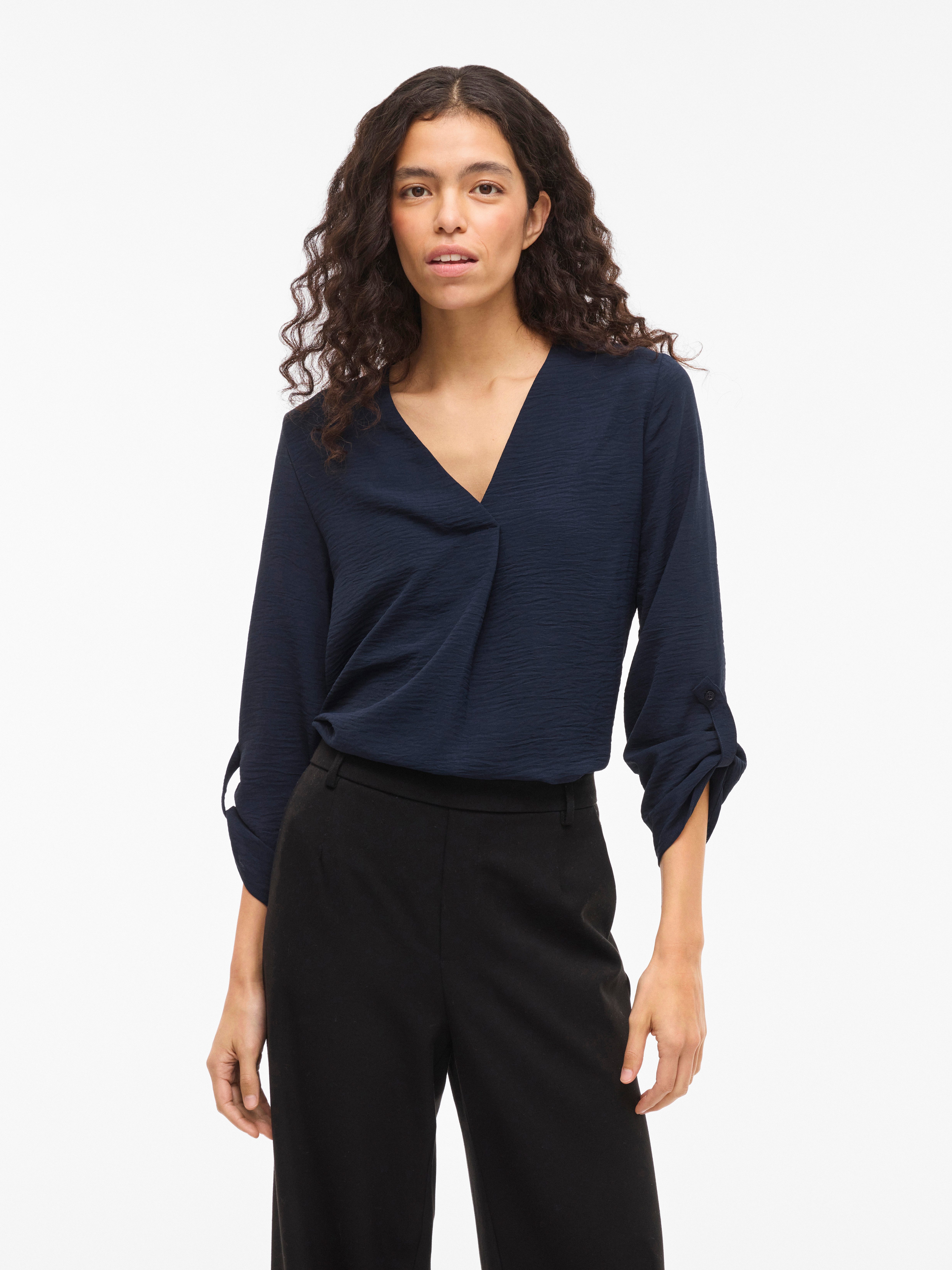 Vila Blusenshirt VIJOSA 3/4 V-NECK TOP - NOOS