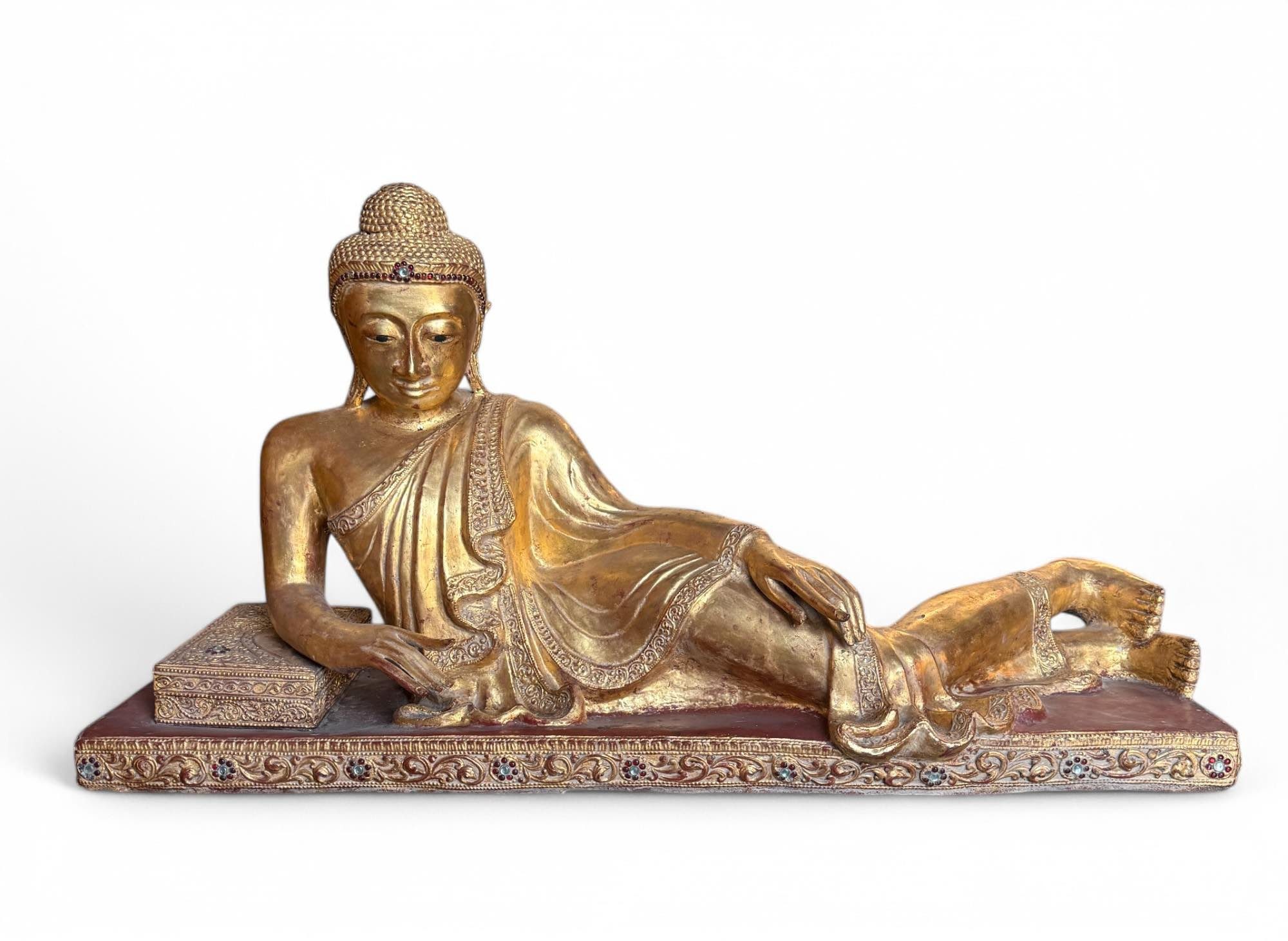 Buddhafigur Alte Lacquerware Mandalay Buddha Skulptur Burma Statue 110 cm