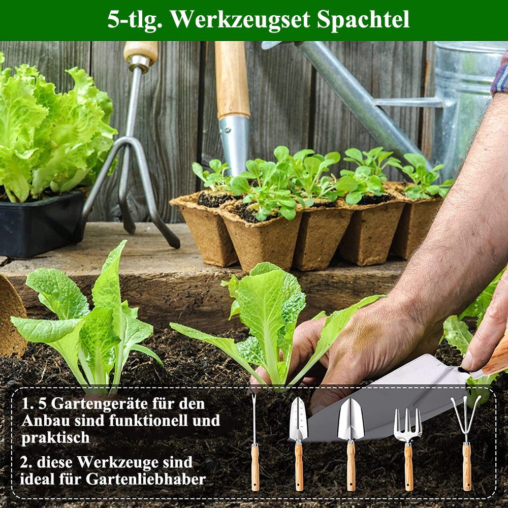 Skalenmarkierung Gartenwerkzeug NUODWELL für Gartengerätehalter, Gartenpflege (5-tlg) Set,Spitzschaufel mit