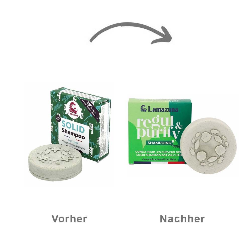 Lamazuna Haarshampoo Festes Shampoo - regul & purifiy, fettiges Haar 70g