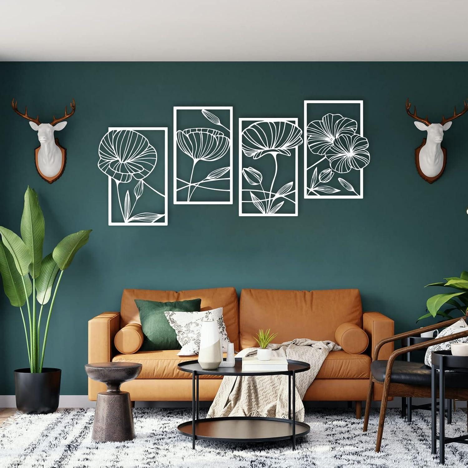 ESTART Metallbild Metall Lotusblume Wanddekoration Abstrakte Blumen Ästhetische Kunst