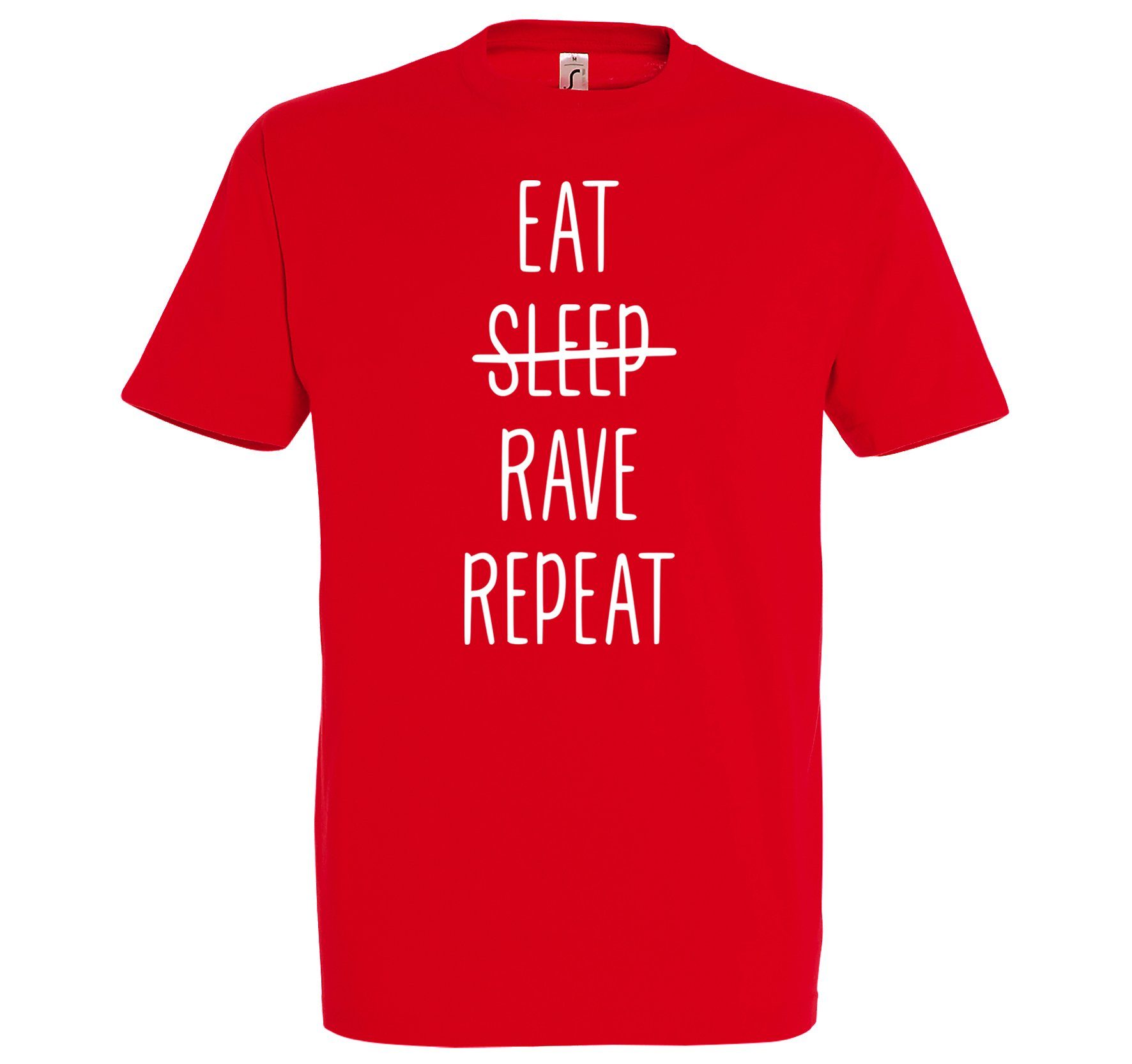 T-Shirt Rot Frontprint mit Repeat Rave Designz trendigem Youth T-Shirt Herren Eat