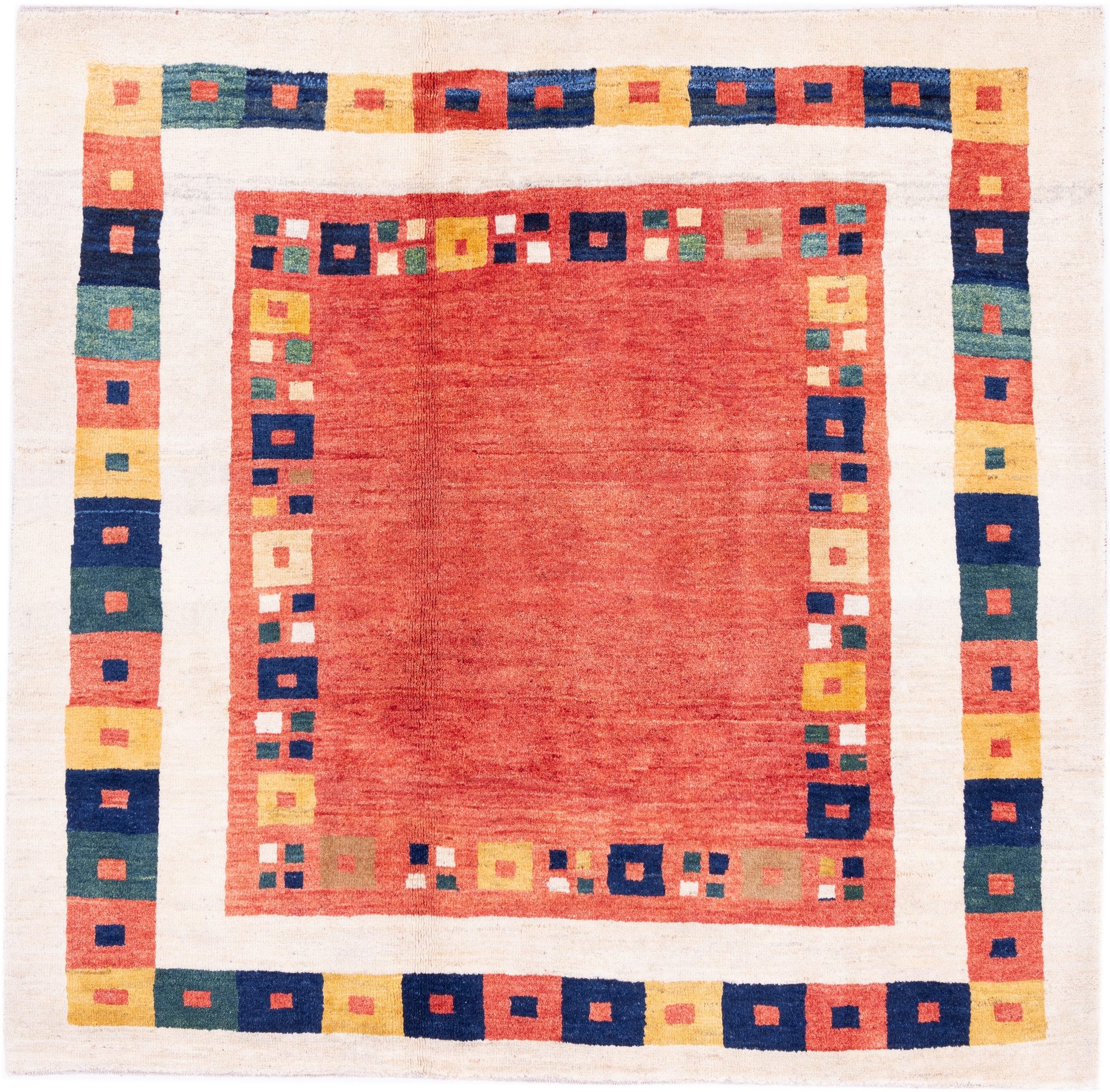 CABBEL Wollteppich Premium Perser Gabbeh Teppich Rot 196x188 cm, Rechteckig, Höhe: 20 mm, Handgeknüpftes Unikat aus 100% Wolle – langlebig und natürlich