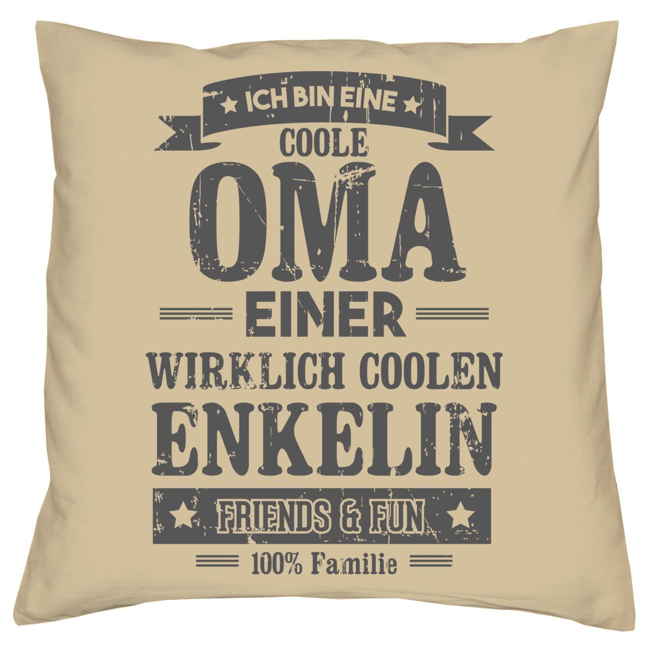 Dekokissen Weihnachten Muttertag einer Oma Soreso® Coole Kissen & beige Geschenke Geburtstag Urkunde, Enkelin