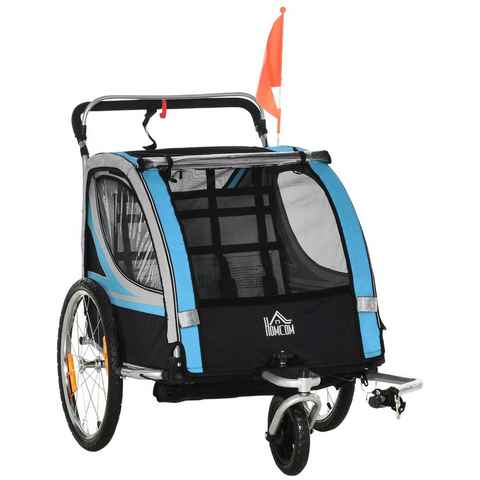 HOMCOM Fahrradkinderanhänger Kinderanhänger Kinderwagen, 5-Punkt-Sicherheitsgurt, Universalkupplung