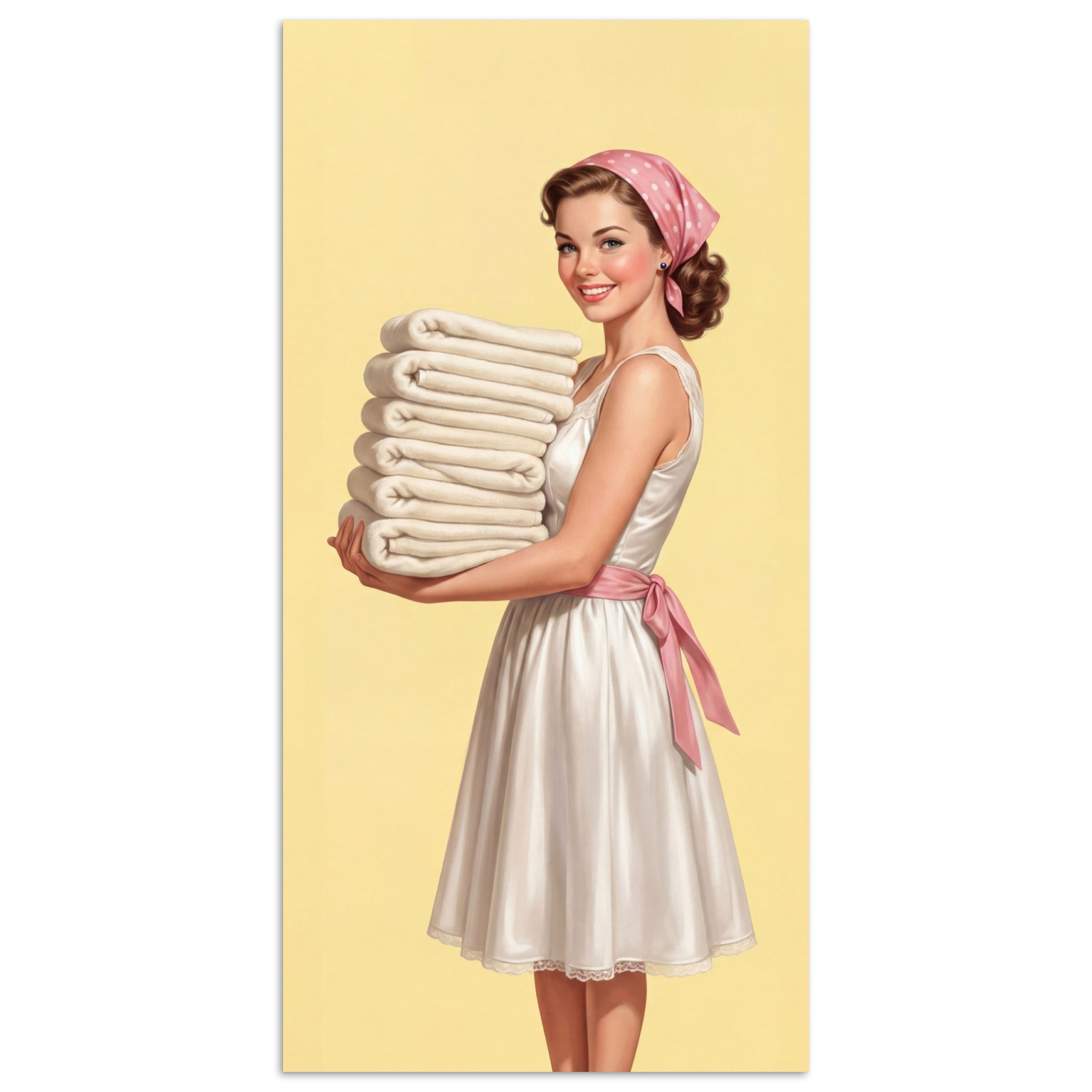 MuchoWow Poster Handtücher - Frau - Kleid - Rosa, (1 St), Wandbild, Deko für Wohnzimmer, Qualitätsdruck Dickes Papier, 75x150 cm
