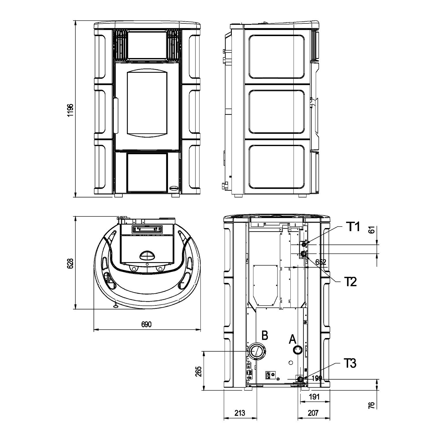 Extraflame Pelletofen Extraflame Iside Idro H15 Wasserführender Pelletofen Majolika Weiss, 18.1 kW, Pelletofen wassergeführt