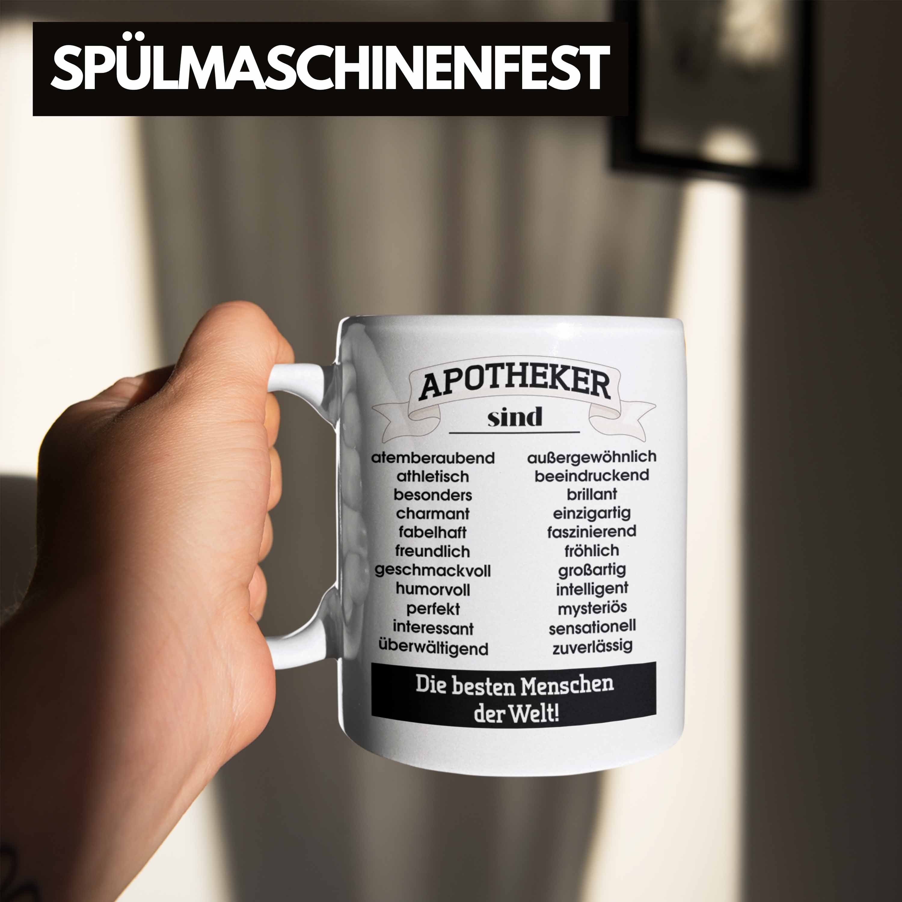 Trendation Tasse Trendation - Kaffeetasse Kaffeetasse Tasse Apotheker Apotheker Pharmazeut Weiss Bester Spruch Arzneikundiger Geschenk Lustiger Spruch