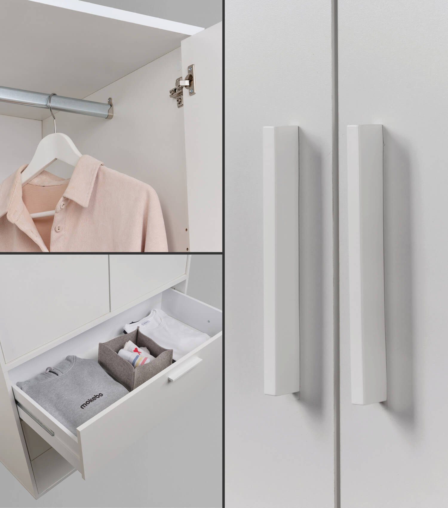 Schrank, 3 Grenzenlose Kleiderschrank (1-Türig Garderobenschrank, in Der Schubladen) | Weiß Schlafzimmerschrank & deckenhoher Weiß Weiß mokebo