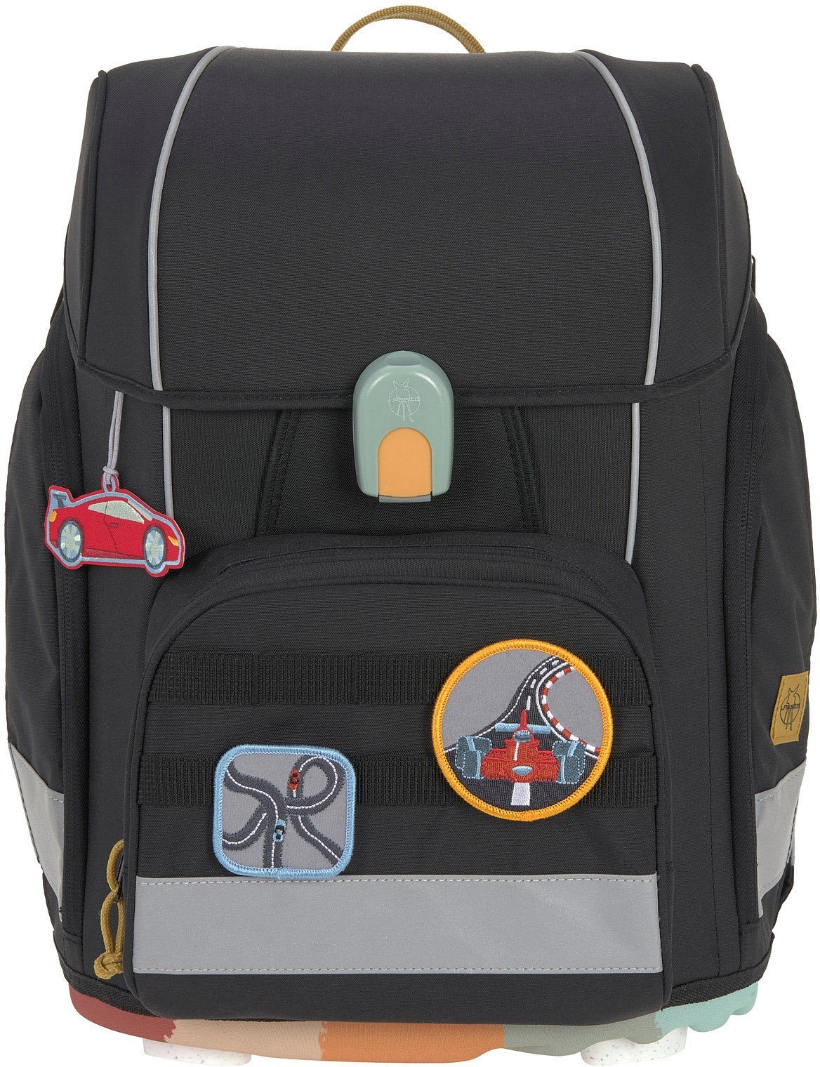 LÄSSIG Schulranzen Unique, Boxy, Black (Set, 7-tlg), PETA-approved vegan; aus recycelten PET-Flaschen