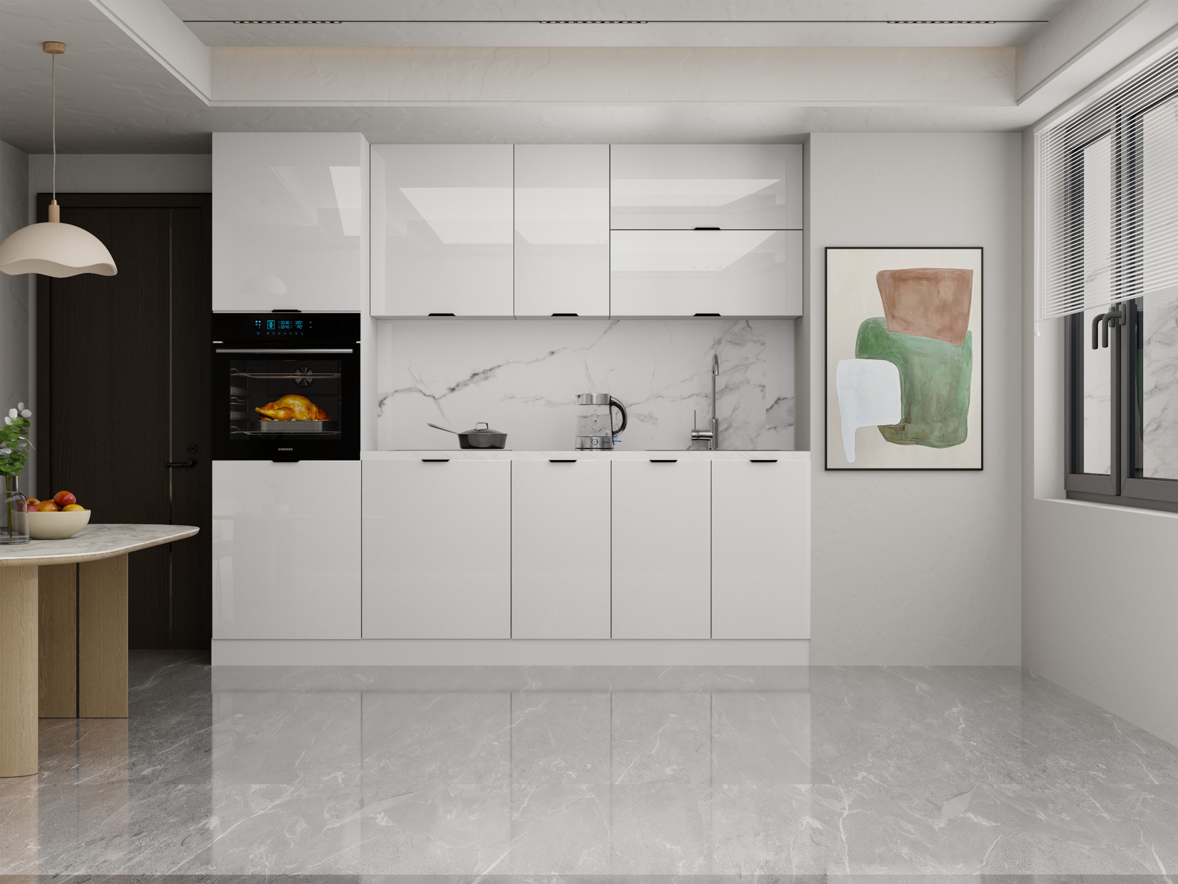 ROYAL24_MARKT Küchenzeile – 240 cm – Lunara – Ohne Arbeitsplatte & Elektrogeräte, (Set), Top Qualität - Modernes Design - Feinste Materialien
