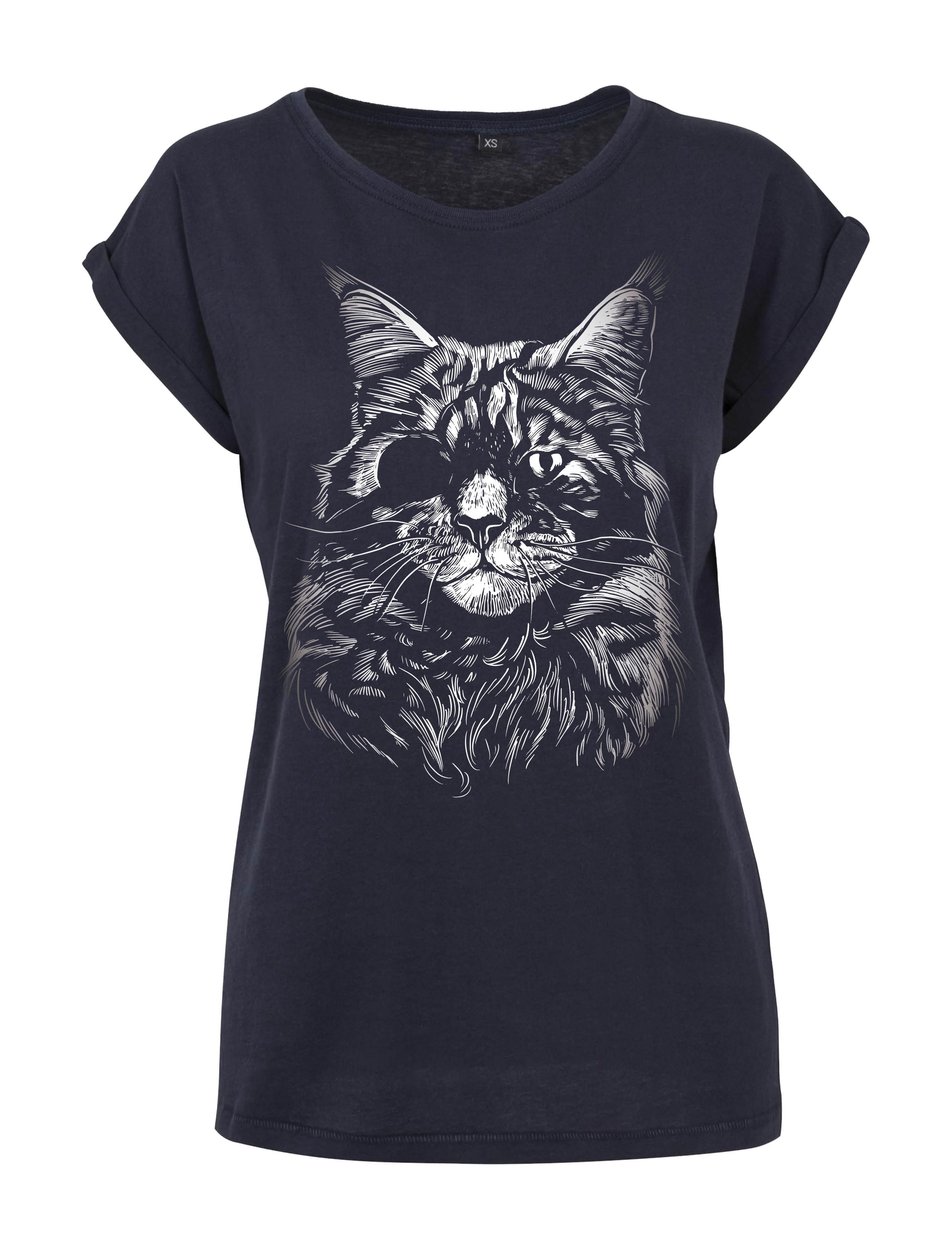 Youth Designz Print-Shirt "Katze Augenklappe" Damen günstig online kaufen