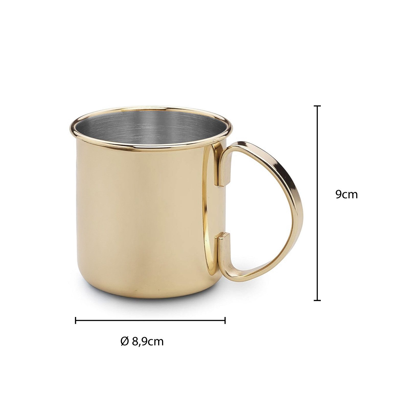 ECHTWERK Cocktailglas Kupferbecher-Set, Cocktailgläser, 4-tlg., Edelstahl, Bruchsichere Edelstahl-Gläser, Cocktail-Set, Geschenkset, Gold 0,48l
