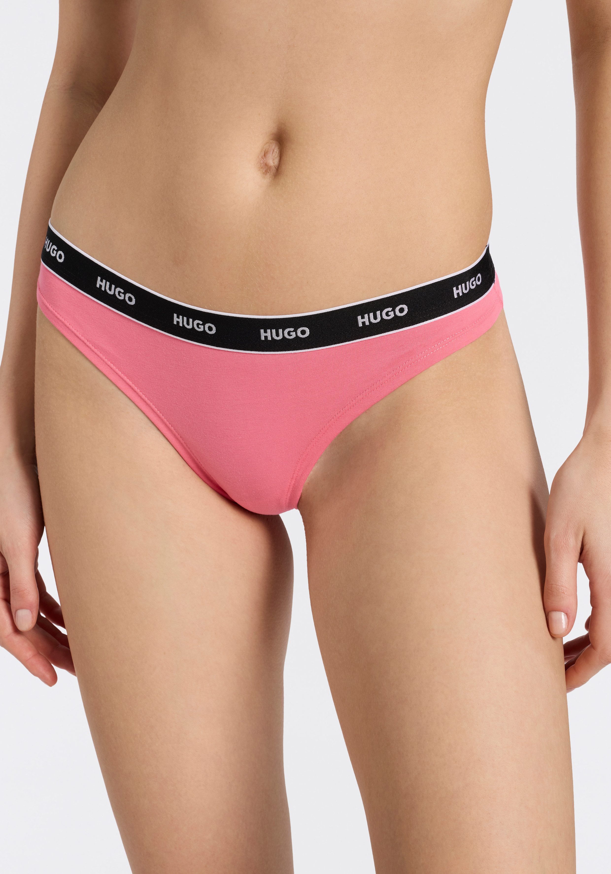 HUGO String TRIPLET THONG STRIPE elastischer Bund mit Logo, enganliegend