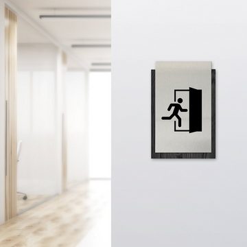 Kreative Feder Hinweisschild "Ausgang" - modernes Business-Schild aus Holz und Alu, für Innenräume; ideal für Büro, Schule, Universität