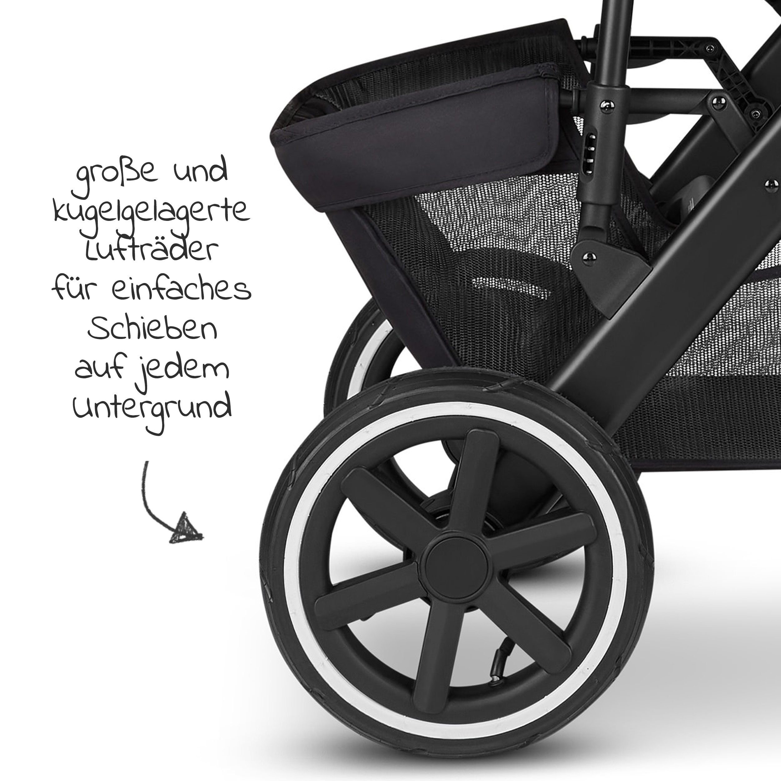 Kinder Kinderwagen ABC Design Kombi-Kinderwagen Salsa 4 Air - Fashion Edition - Midnight, (7-tlg), 2in1 Kinderwagen Buggy Set mi