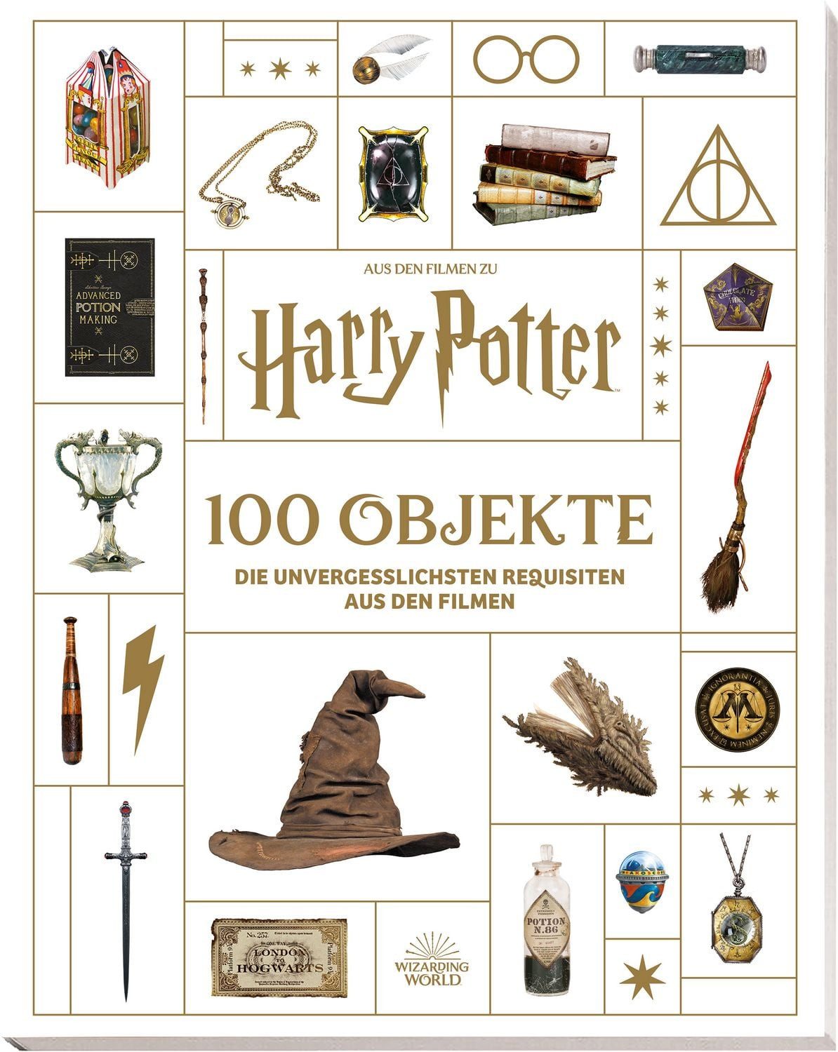 Aus den Filmen zu Harry Potter: 100 Objekte: Die unvergesslichsten Req / Jody Revenson, Cover mit Folienprägung