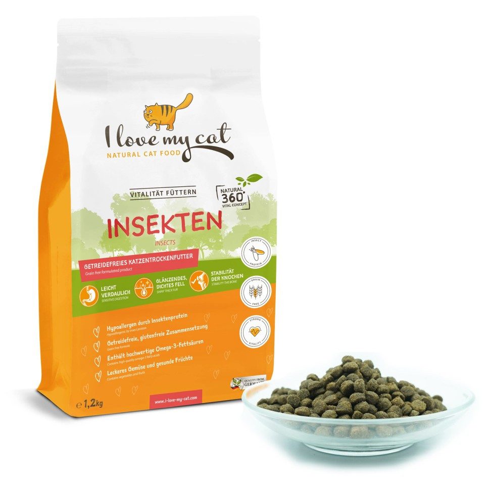 Bellfor I love my cat Trockenfutter für Katzen mit Insektenprotein - 1,2 kg, für: Katzen