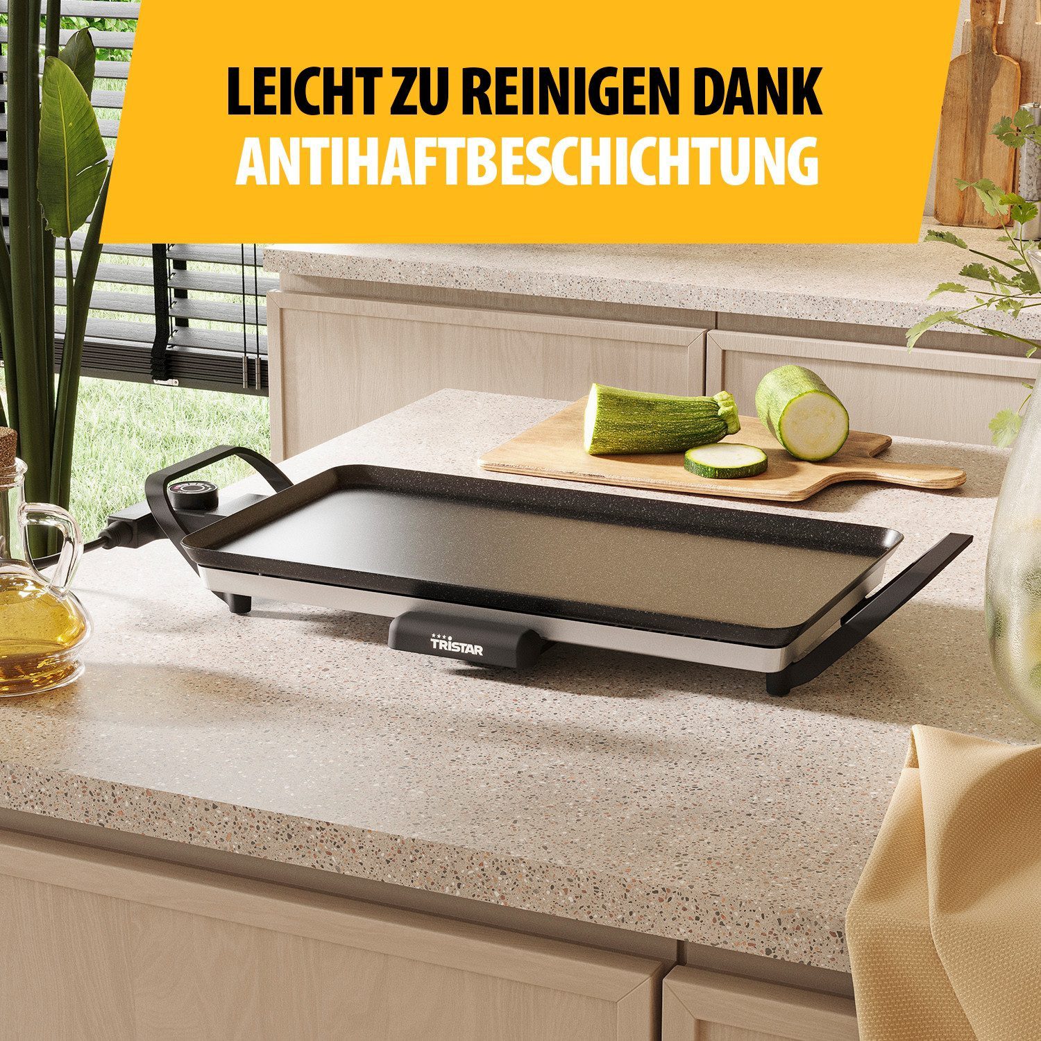 Tristar Tischgrill Tristar BP-2667 Tischgrill Slim M - Großzügige Backfläche - Leicht zu, 2000 W, Einstellbarer Thermostat - Antihaftbeschichtung - BPA-Frei