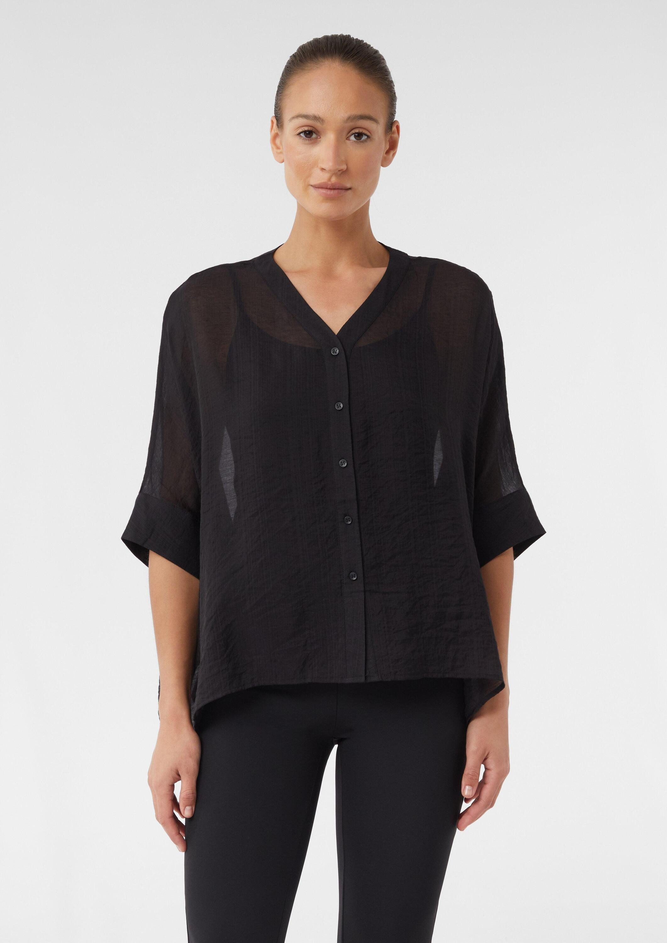 comma Kurzarmbluse Accessories Semitransparente Tunikabluse aus Viskosemix günstig online kaufen