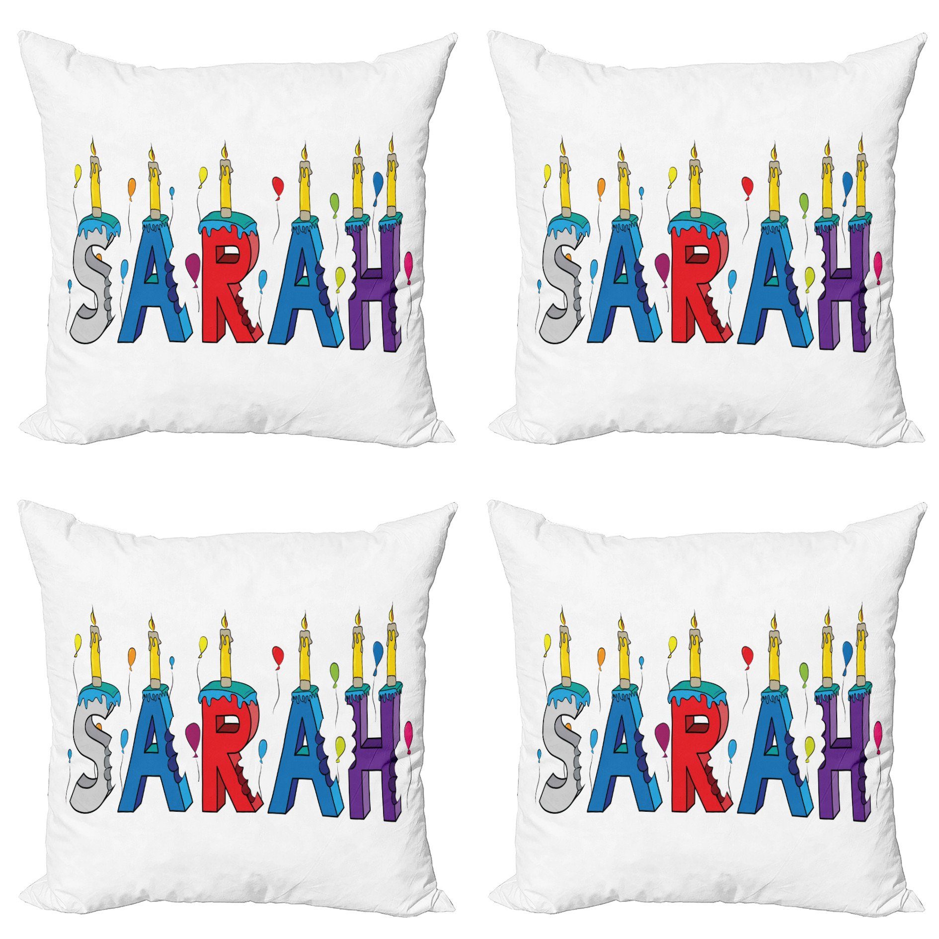 (4 Stück), Kissenbezüge Abakuhaus Accent Doppelseitiger Digitaldruck, Modern Geburtstags-Mädchen-Namensentwurf Sarah