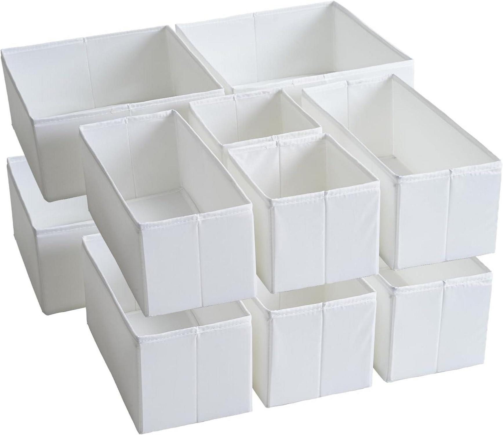 Schubladeneinsatz Schubladen Organizer 12er-Set Weiß, Strapazierfähiges Stoff, Waschbar