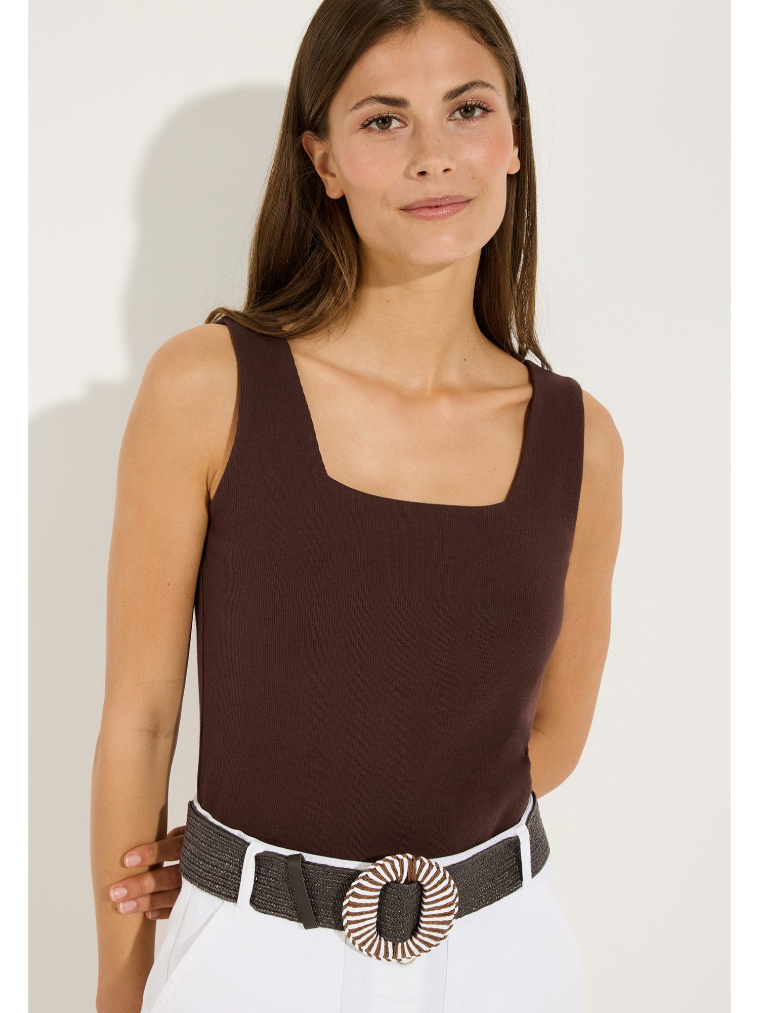 MORE&MORE Shirttop figurbetontes Top, eckiger Ausschnitt