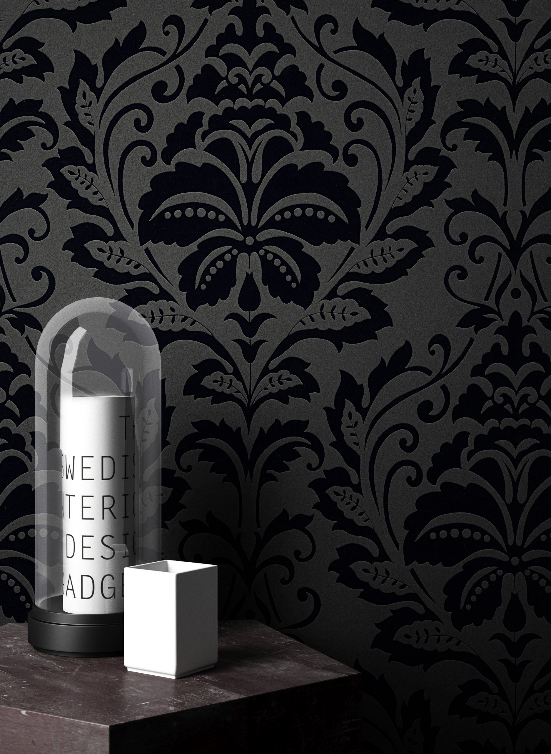 Newroom Vliestapete, Schwarz Tapete Barock Ornament günstig online kaufen