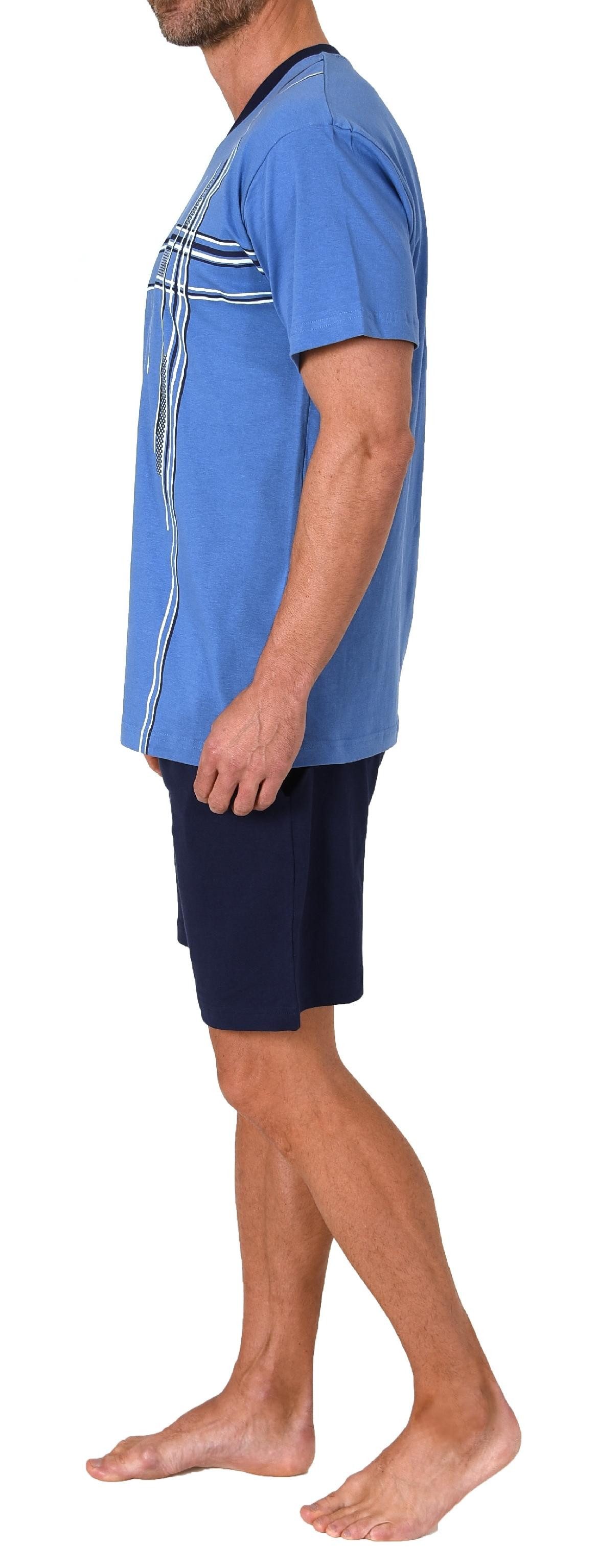 Normann Pyjama Herren Shorty Schlafanzug kurzarm mit Frontprint - auch in Übergrößen – Bild 4 von 5