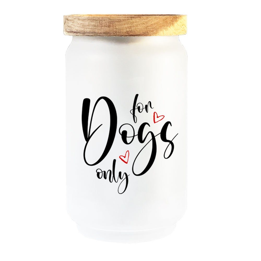 Cadouri Vorratsdose FOR DOGS ONLY - Leckerlidose Hund - für Hundekekse, Borosilikatglas, (2-tlg., 1x Vorratsglas inklusive Deckel), Hundekeksdose, satiniert, handgefertigt in Deutschland, 700 ml