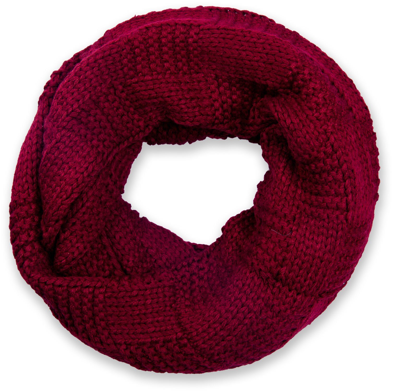 Feinstrick Strickschal, mit Bordeaux-Rot Patentmuster (1-St), styleBREAKER Loop