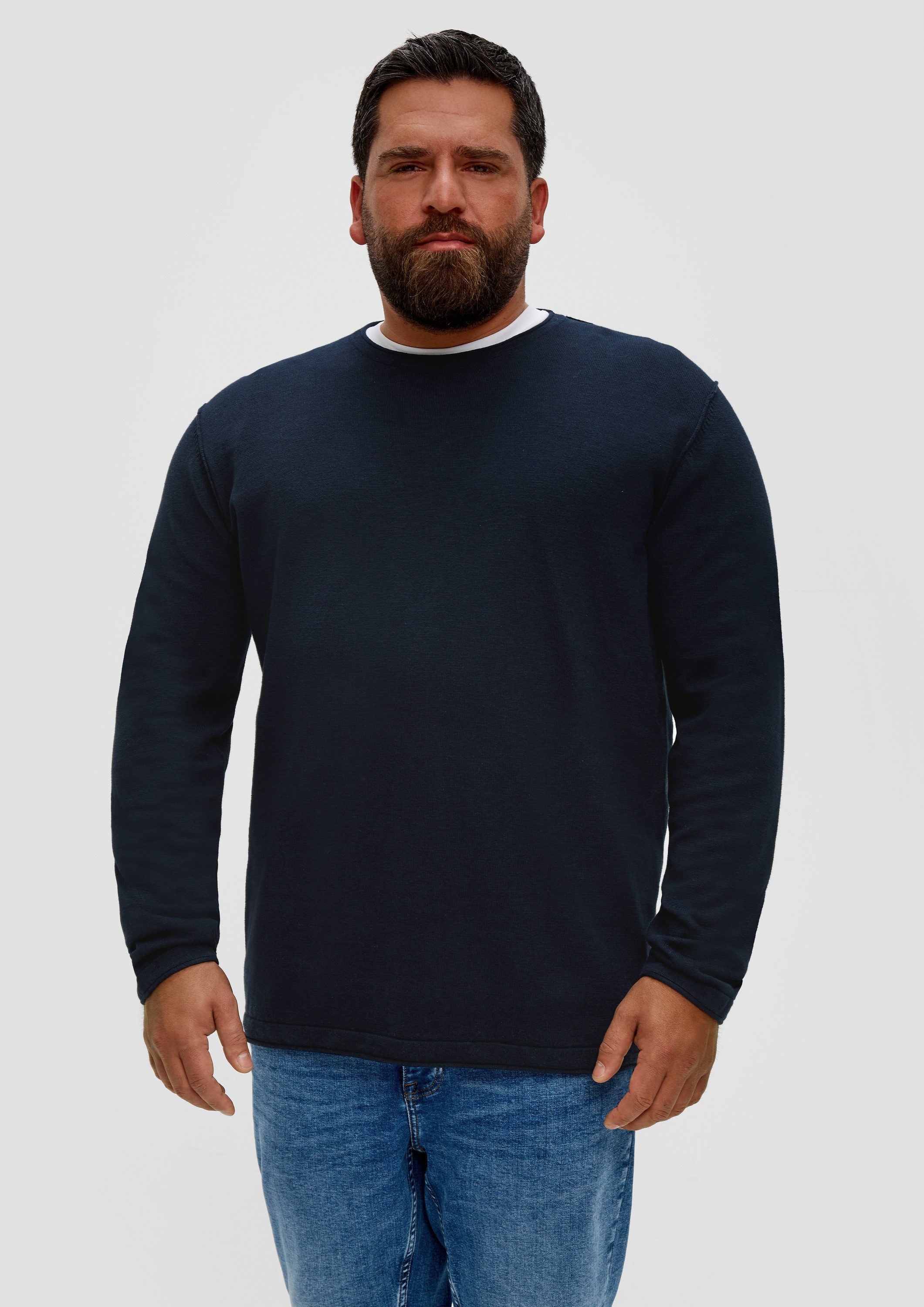 s.Oliver Longpullover Strickpullover Strickpullover mit Rundhalsausschnitt