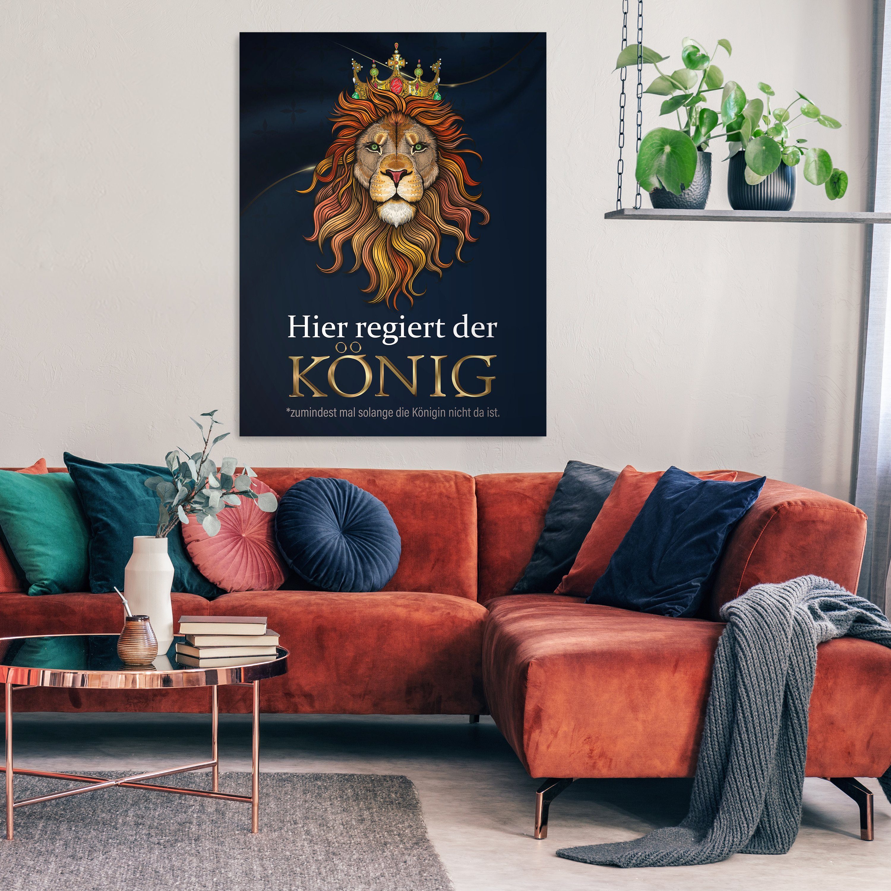 Wanddeko, König Löwen, der Löwen, Hochformat, (1 in Tiere Leinwandbilder wandmotiv24 versch. Größen Wandbild, St), Leinwandbild