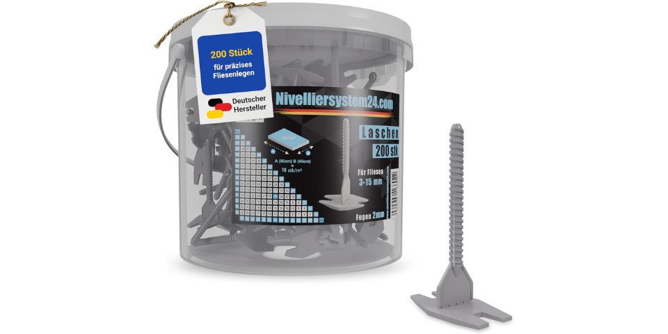 Nivelliersystem24.com Nivelliersystem Nivelliersystem24.com Zuglaschen 2 mm Fugen - Fliesenstärke 3-15 mm (200-St)