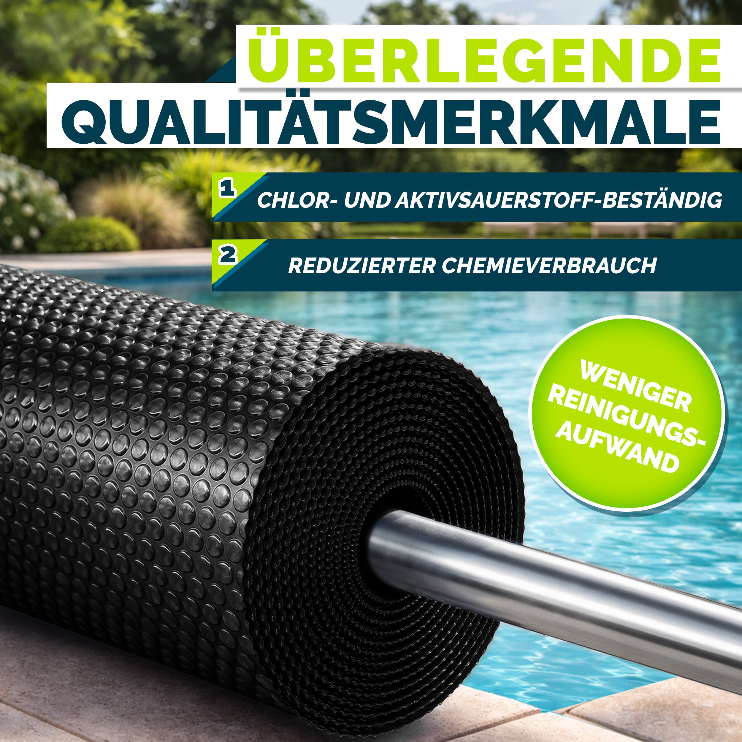tillvex Pool-Abdeckplane tillvex Pool Solarfolie Solarplane Solarheizung Solarabdeckplane Poolh (Pool Solarabdeckplane Rund & Rechteckig, Prozent), Hochwertige Pool-Solarfolie für sparsames Aufheizen des Wassers