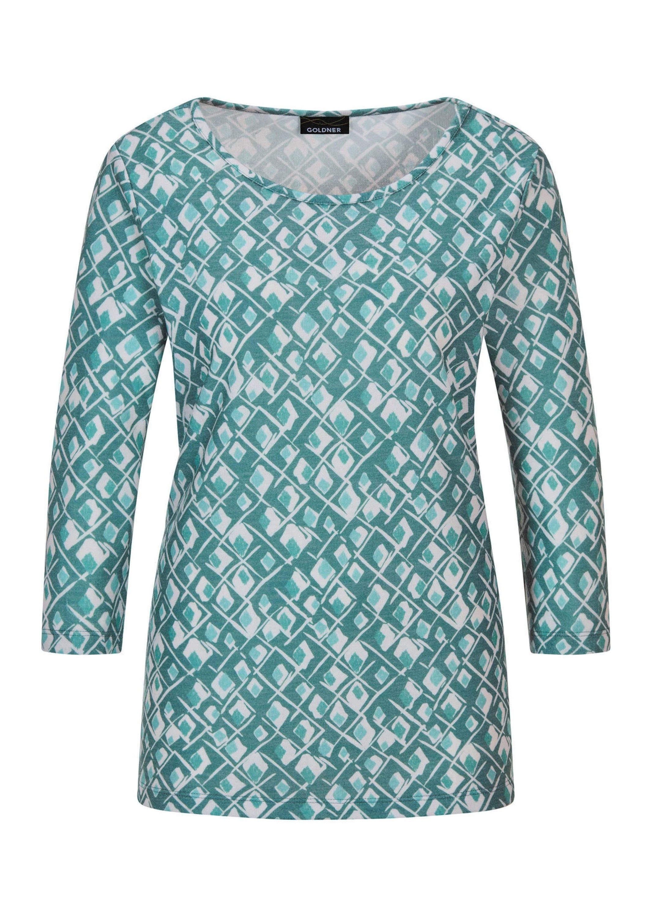 Print-Shirt Halbarm Viskoseshirt im Allover-Design