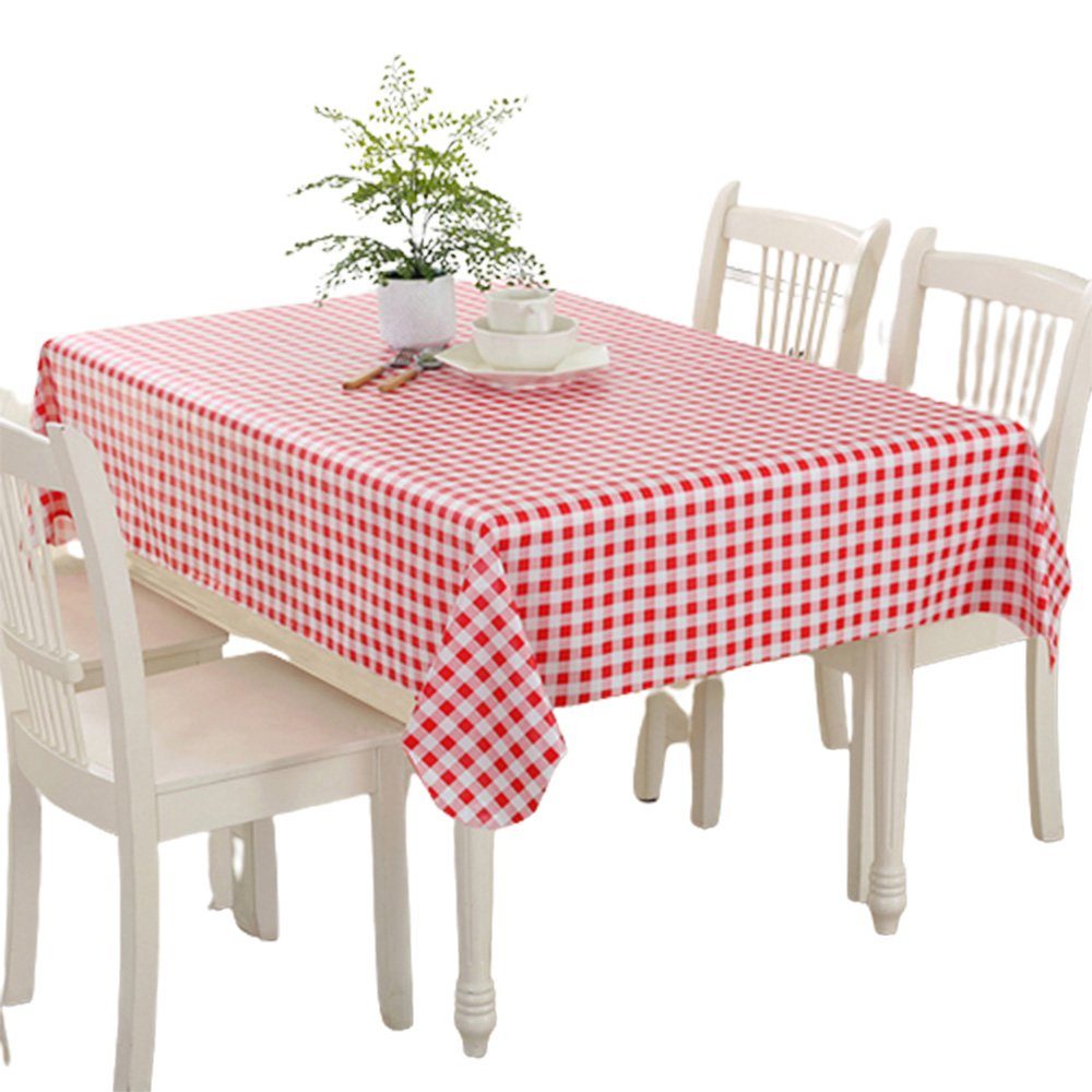 FELIXLEO Tischdecke Tischdecke Wasserdicht Weiß Rot Plaid Küche Tischdekoration 140x180cm | Tischdecken