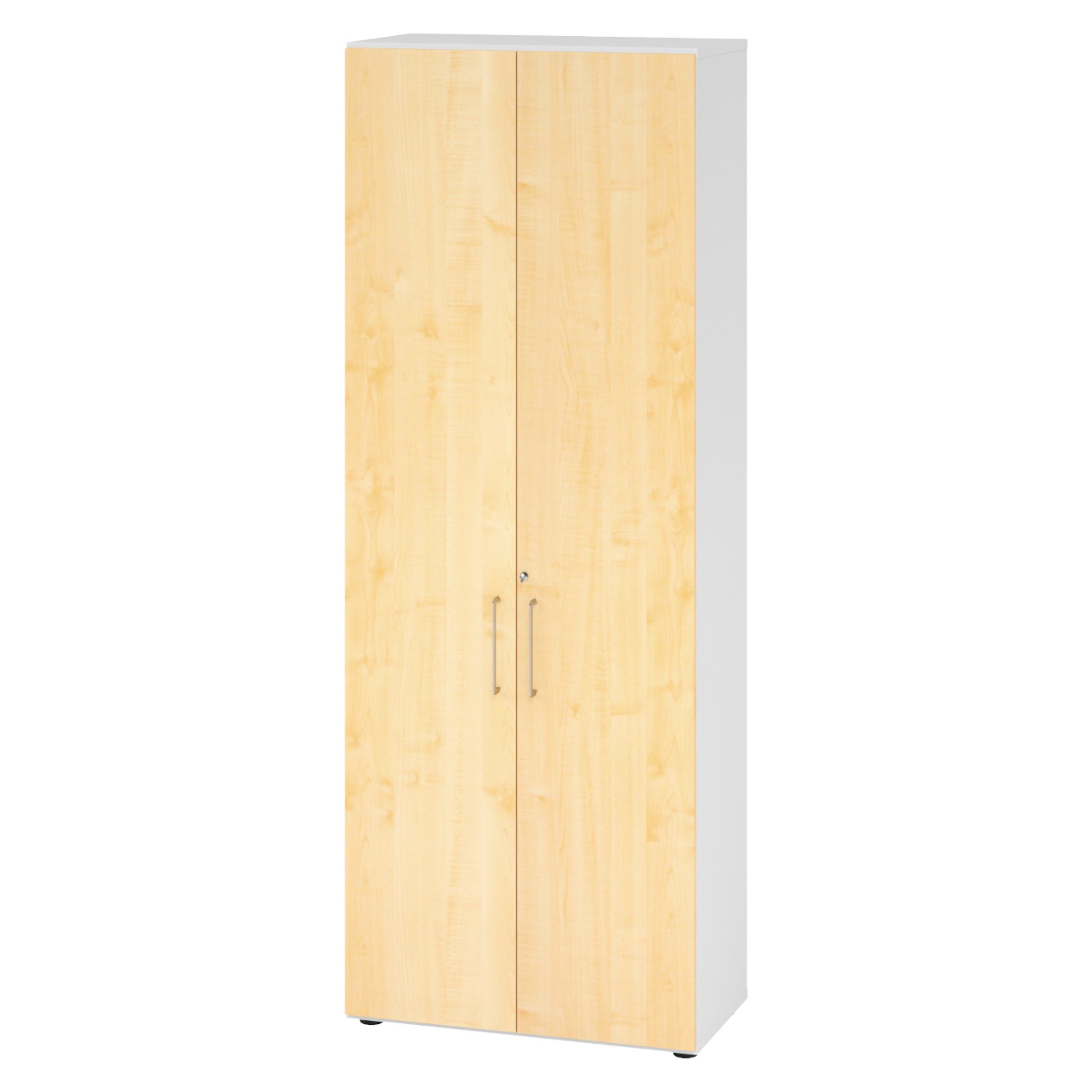 bümö Aktenschrank smart Büroschrank - 6 Ordnerhöhen Dekor: Weiß/Ahorn