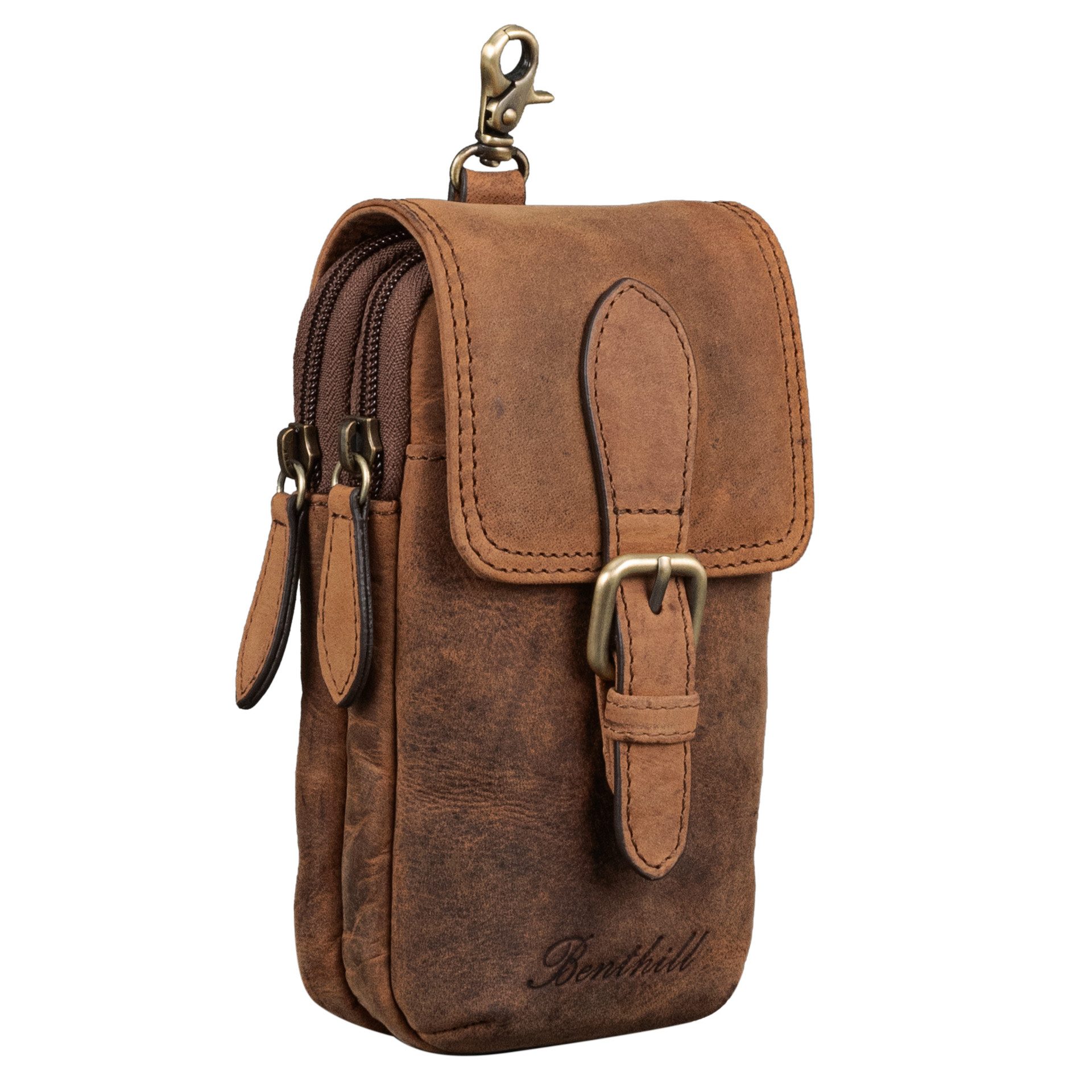 Benthill Gürteltasche Echt Leder Gürteltasche Damen & Herren Hüfttasche Wandertasche, Reißverschlussfach