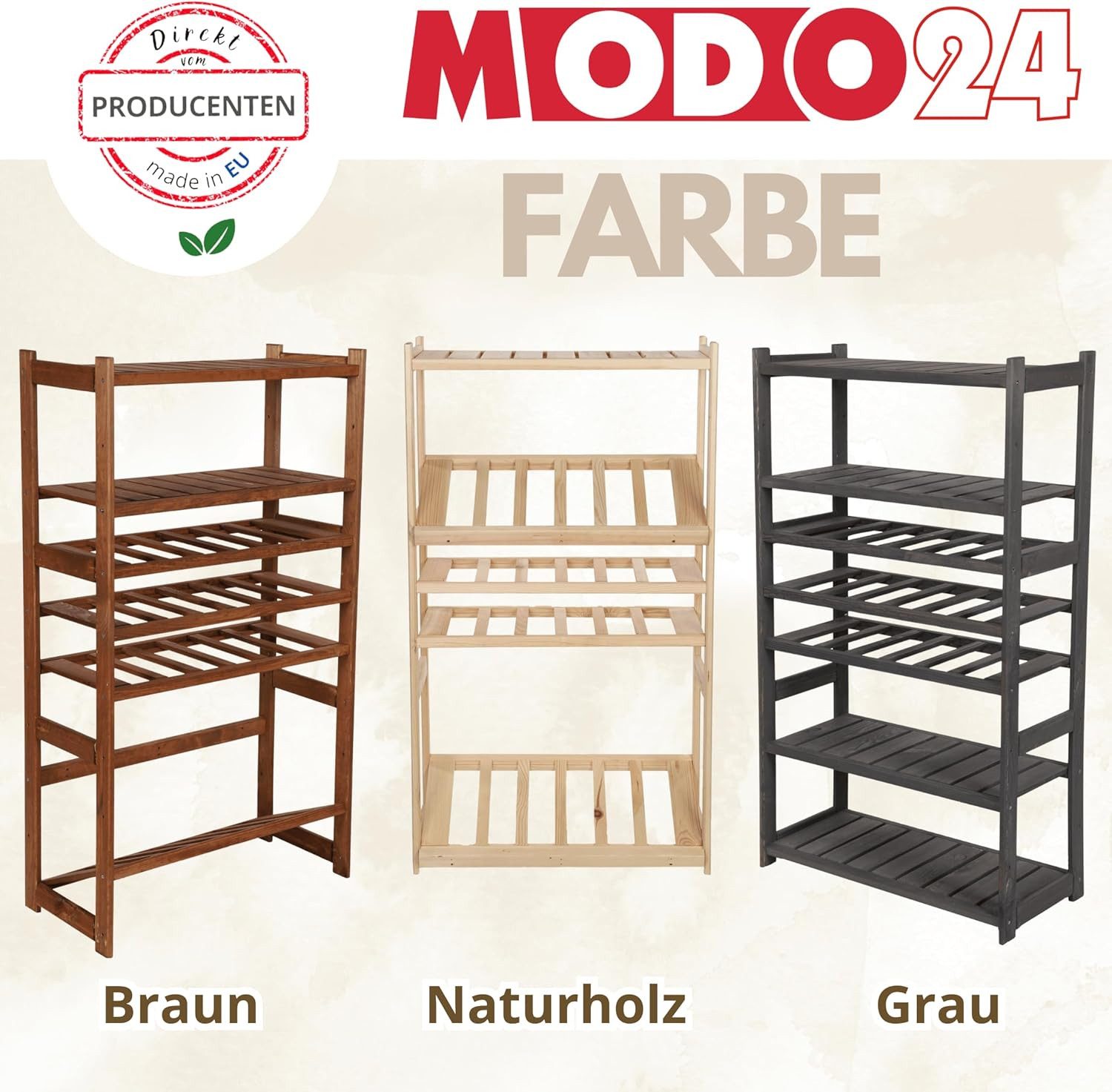 Modo24 Weinregal Kistenregal, Kombiregal, Weinregal, Holzregal, Massivholz Kiefer, Allzweckregal, Modulares Design, viele Größen und Farben