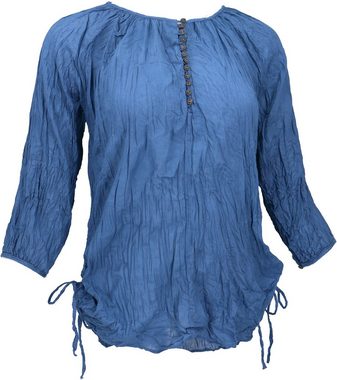 Guru-Shop Longbluse Boho Krinkelbluse zum Raffen, Blusenshirt,.. alternative Bekleidung