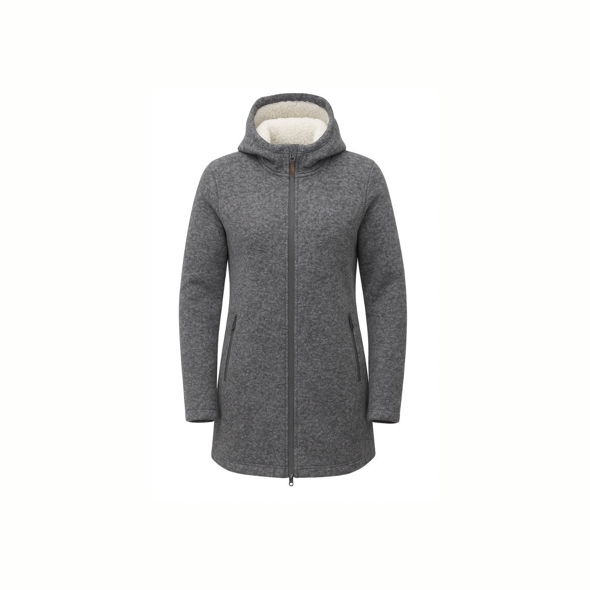Frivild Strickfleecejacke Strickfleecemantel mit Kapuze, mit Teddy-Fleece mit Kapuze