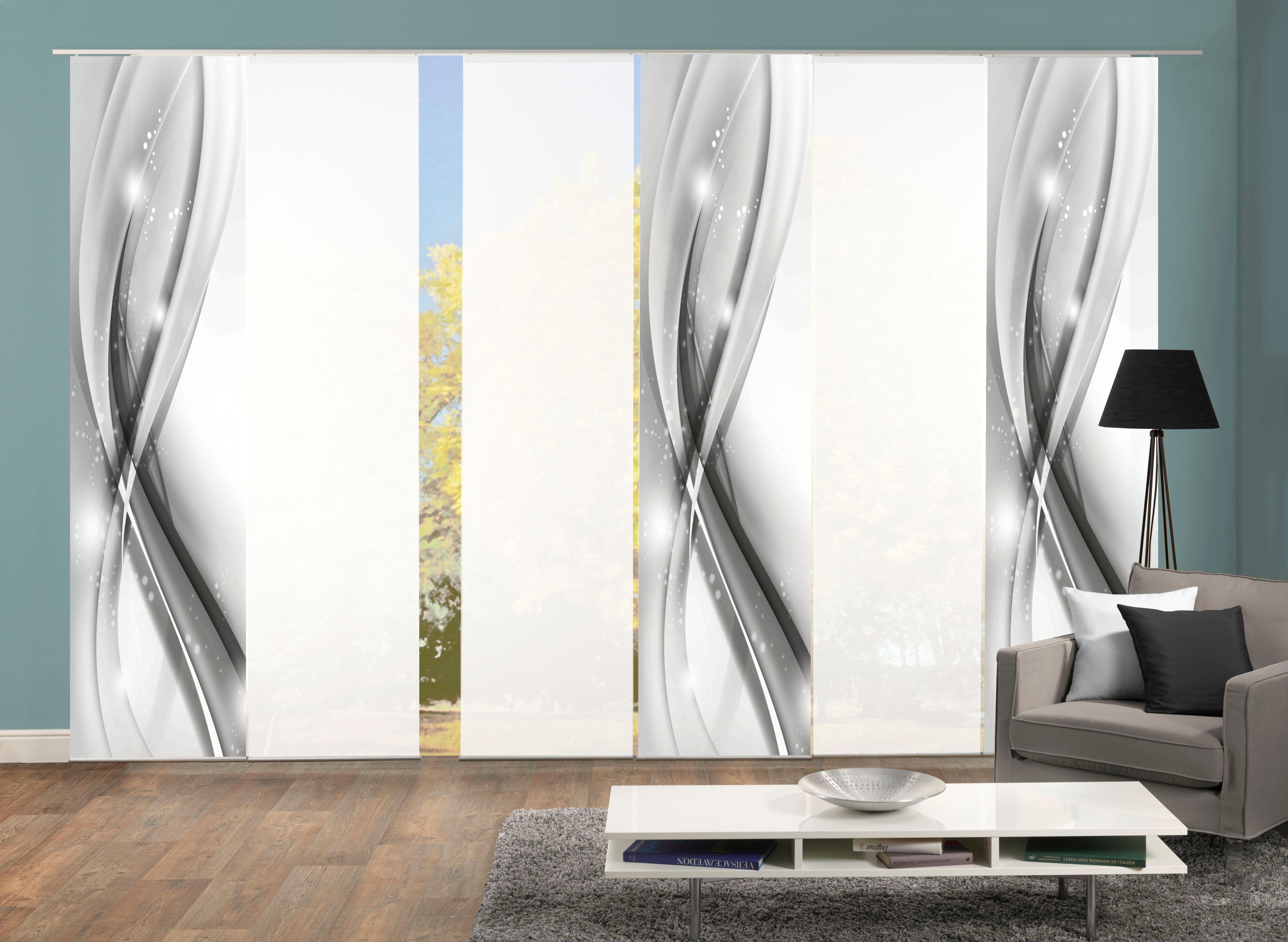 HOME WOHNIDEEN Schiebegardine GLIWE (6 St), Paneelwagen, blickdicht, Schiebevorhang Digi 6er Set GLIWE GRÜN